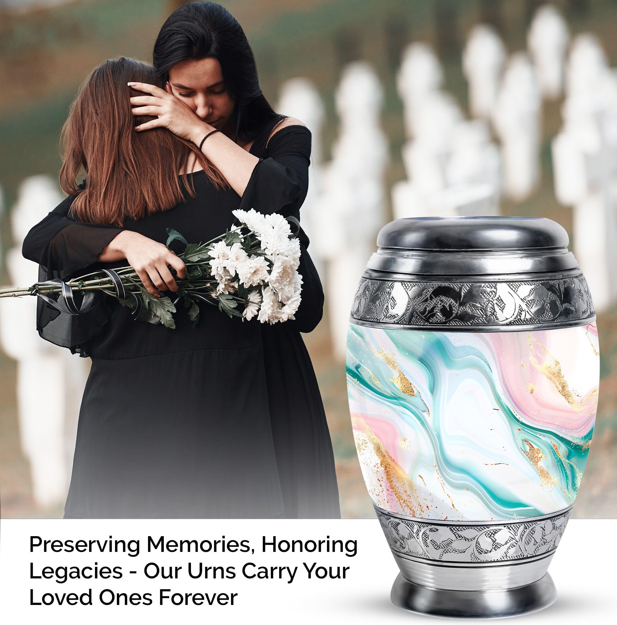 Abstract Urn, Urns for Ashes Adult Male & Female, Decorative Urns, Urns for Human Ashes, Cremation Urns for Ashes, Memorial Urns for Human Ashes, Funeral Urn, Large Urn 10'' - Image 3