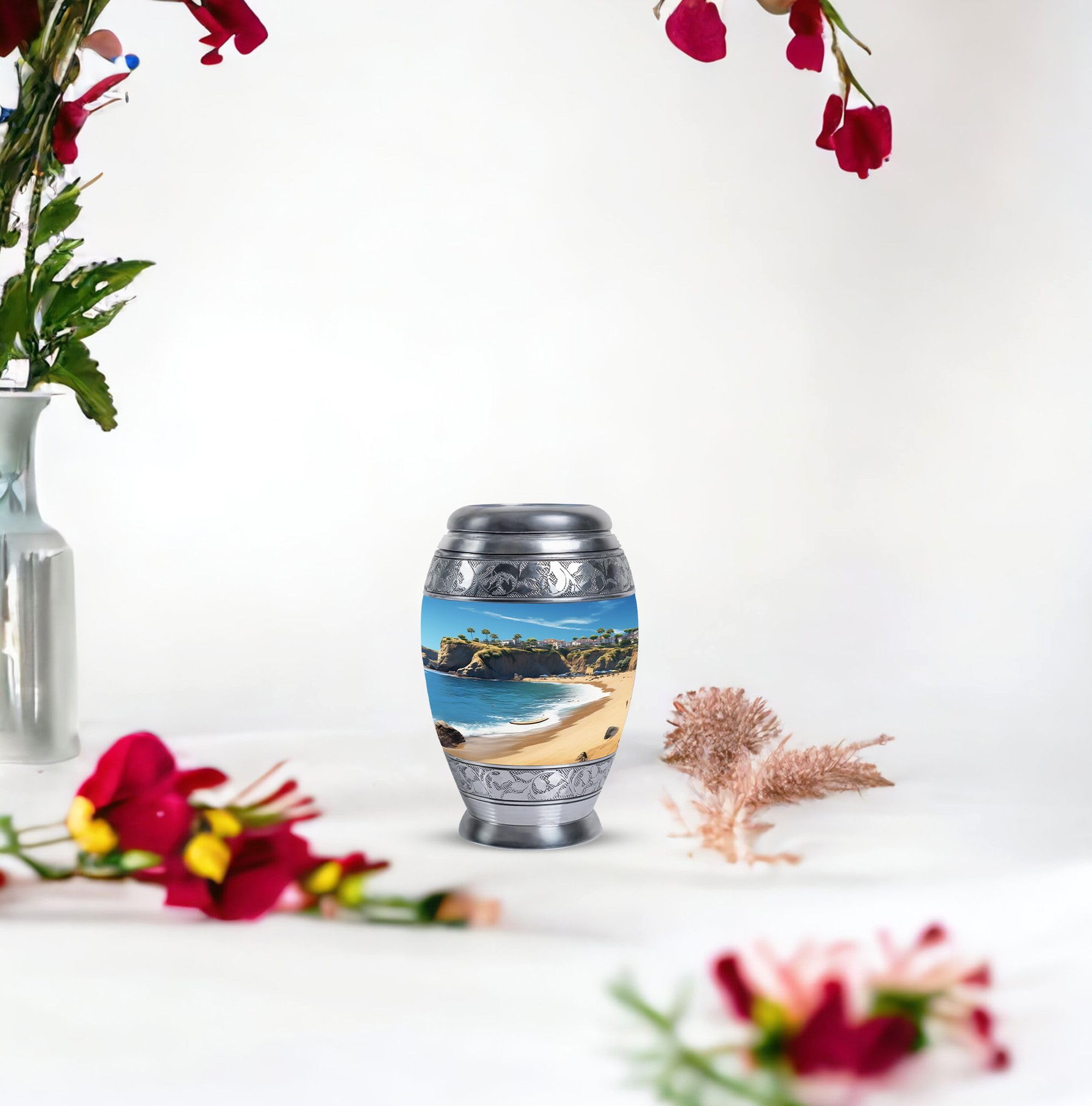 SUBSH Beach Beautiful View Elegent Urn, 3 Inch Urn for Human Ashes, Keepsake Memorial Cremation Urn for Baby Ashes, Small Funeral Pet Urn, Blue Urn Ashes, Dog Urn - Image 7