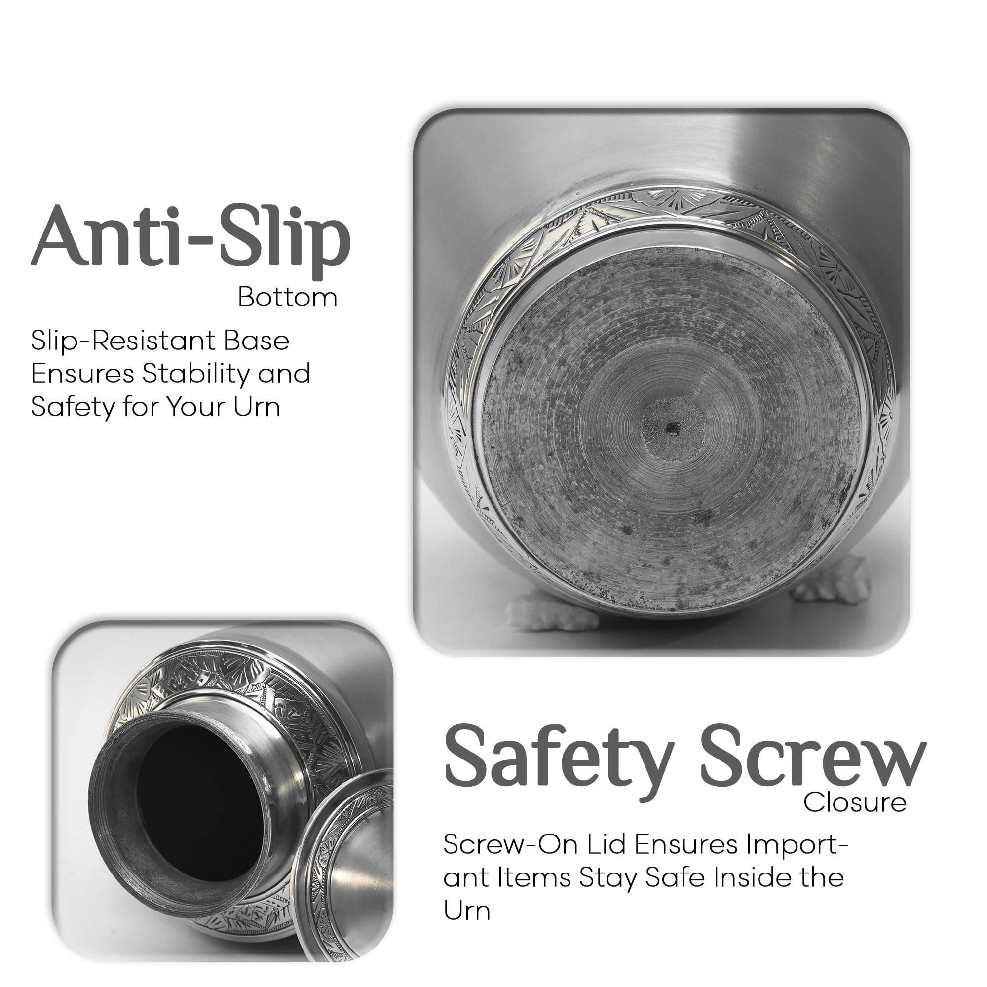 SUBSH Black Urn Custom Engraved Personalized Large Cremation Urns for Human Ashes - Cremation Large Memorial Urn for Ashes Adult Male & Female - Urns for Husband & Wife (10 inch) - Image 3