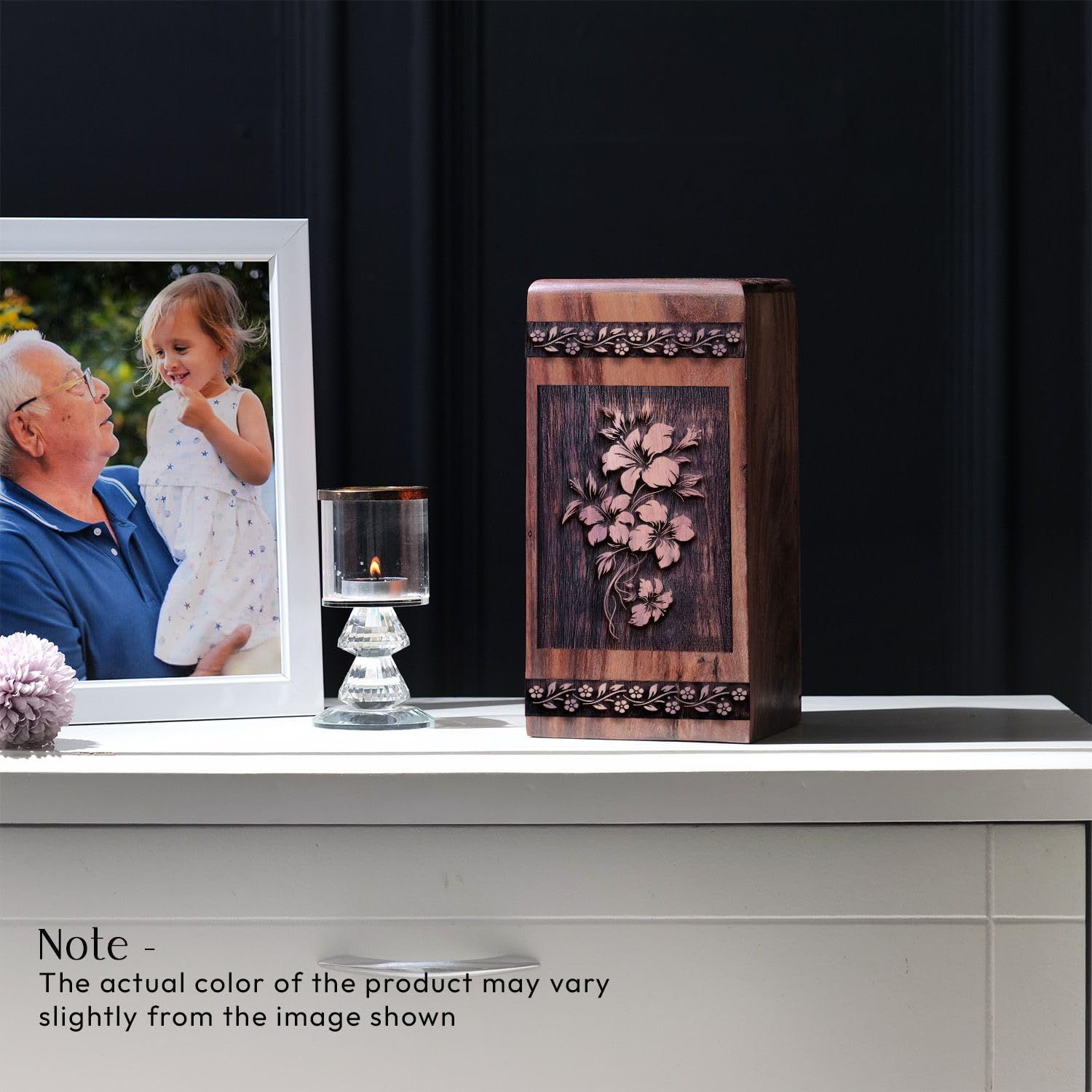 SUBSH Cherry Blossoms Urn for Human Ashes, 11.25 Inch Urn, Wooden Urn Box, Large Urns for Human Ashes, Memorial Ash Urns, Adult Female, Decorative Urn, Cremation Urns for Human Ashes, Pack of 1, - Image 4