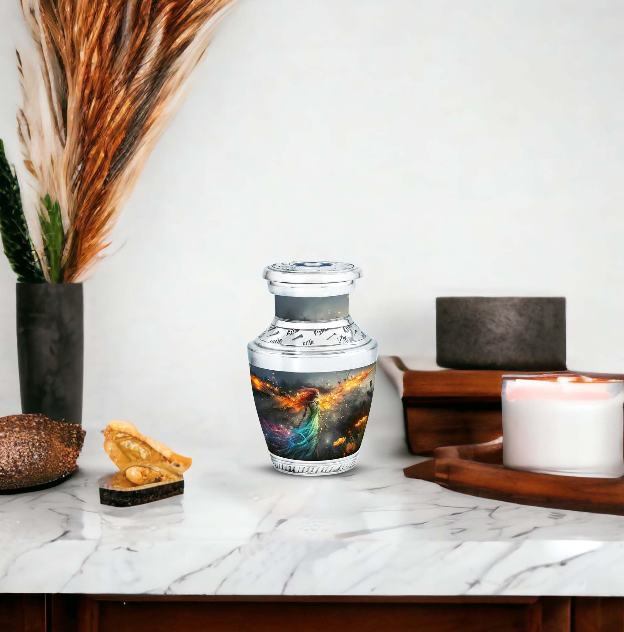 SUBSH Dance of Phoenix Fairy, Set of 4 Keepsake Urns for Ashes, Handcrafted Urn, Small Keepsake Urns, Memorial Small Urns for Human Ashes, Decorative Urn, Urns for Ashes Adult Male & Female 3'' - Image 5