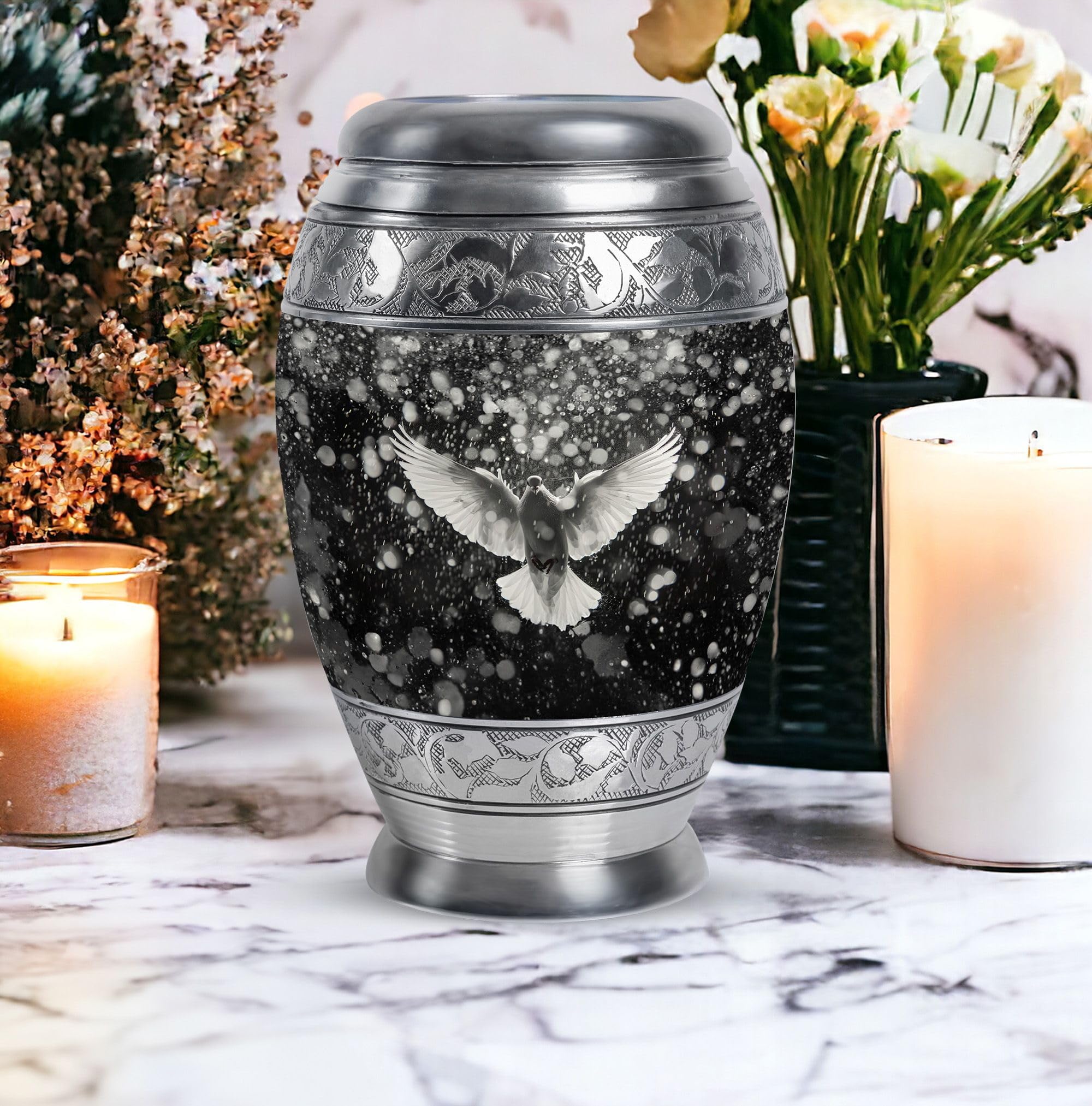 SUBSH Dove Urn for Ashes, 10 Inch Urn, Black Urns for Ashes, Cremation Urns, Decorative Urns, Large Urns for Human Ashes, Urn for Human Ashes Adult Male, Urn for Ashes - Image 4