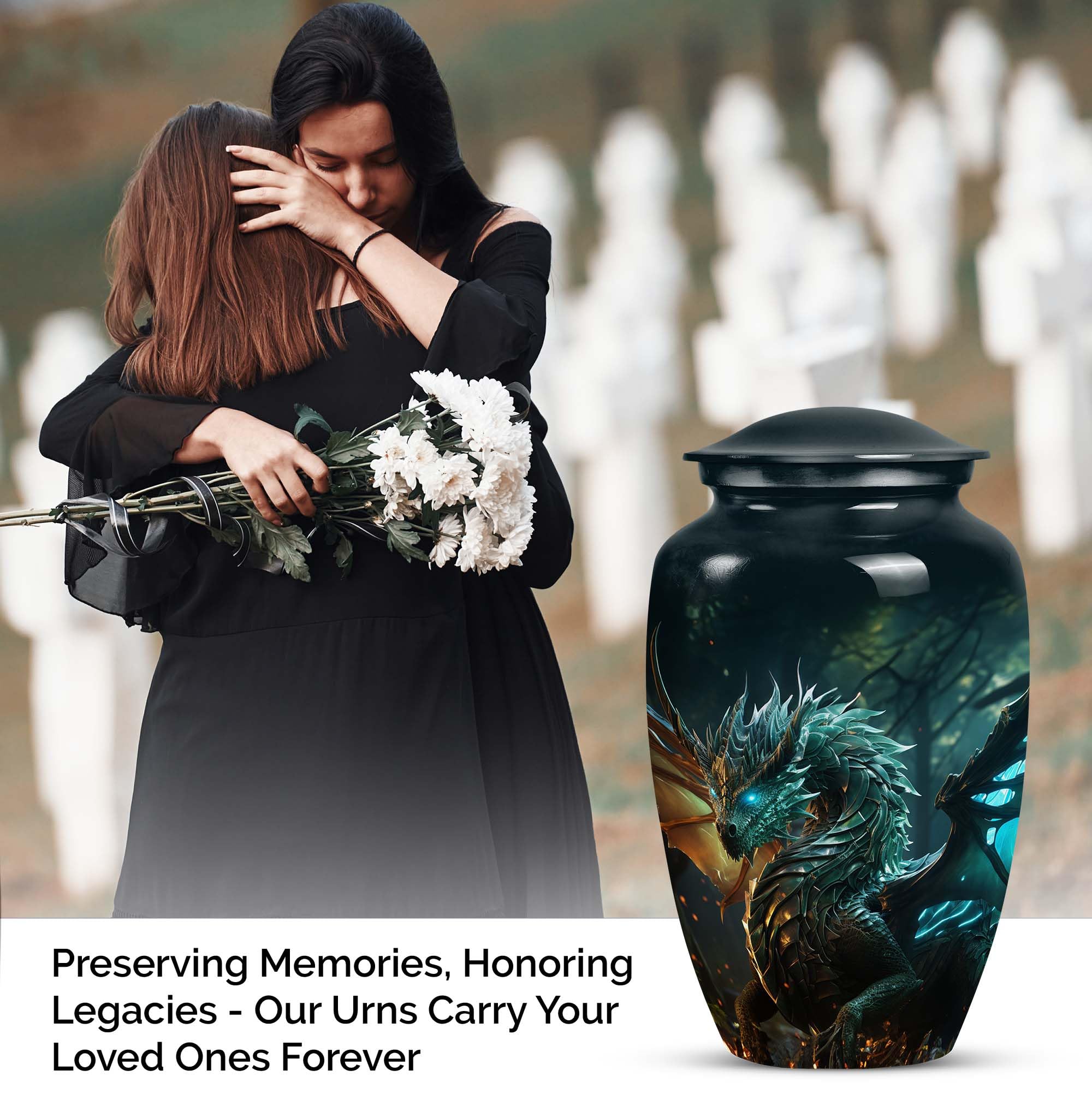 SUBSH Dragon Forest Awakening - Cremation Urn for Adult Men & Women - Funeral Decorative Urns - Memorial for Human Remains Mom & Dad - Urn for Human Ashes for Male & Female - 10 Inch Large - Image 3