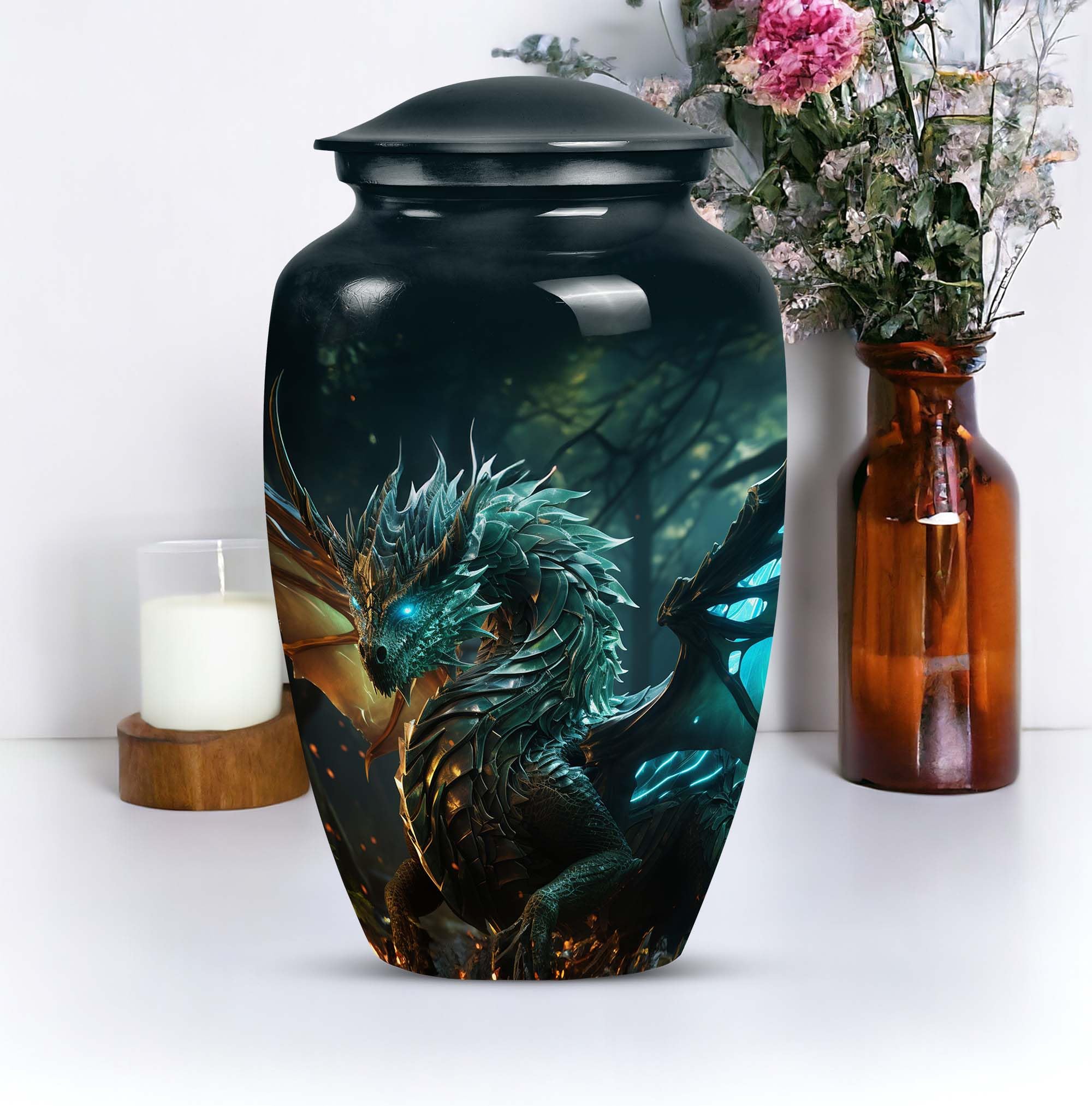 SUBSH Dragon Forest Awakening - Cremation Urn for Adult Men & Women - Funeral Decorative Urns - Memorial for Human Remains Mom & Dad - Urn for Human Ashes for Male & Female - 10 Inch Large - Image 4