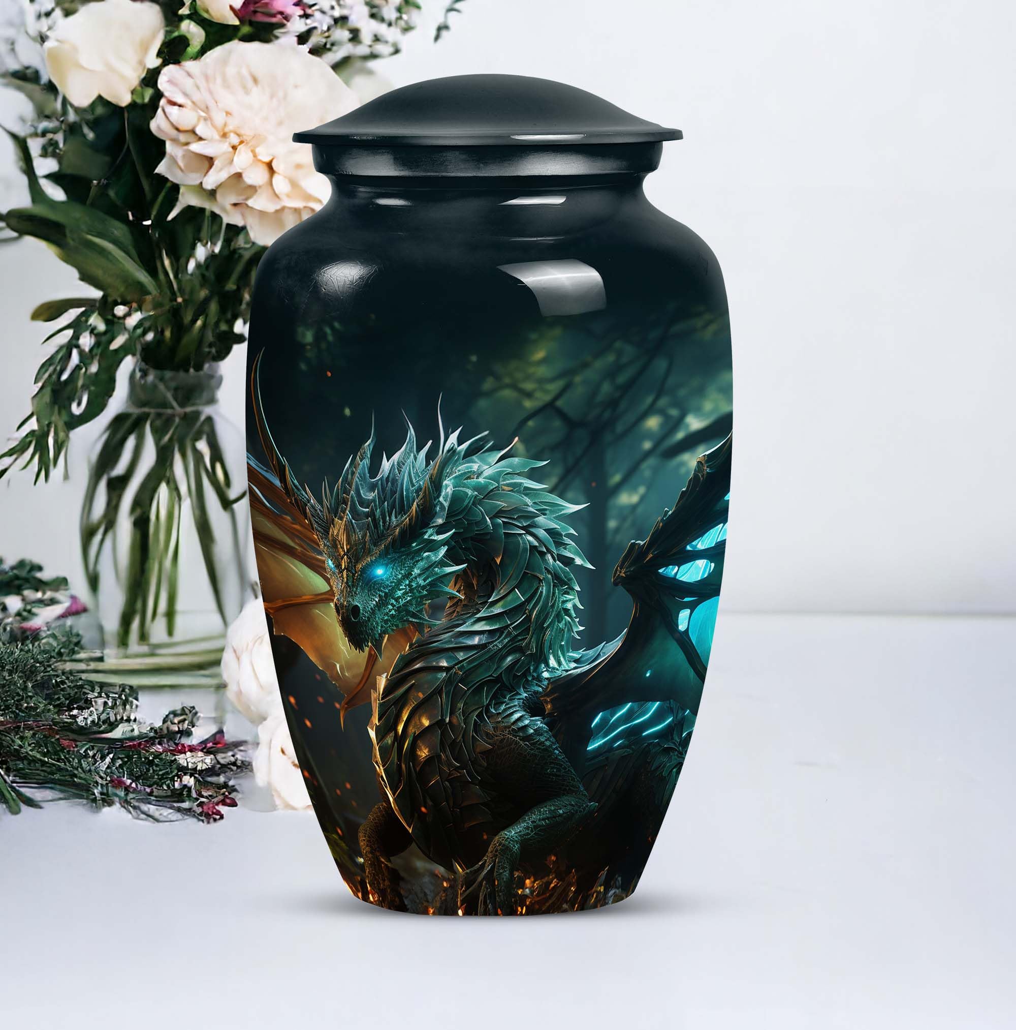 SUBSH Dragon Forest Awakening - Cremation Urn for Adult Men & Women - Funeral Decorative Urns - Memorial for Human Remains Mom & Dad - Urn for Human Ashes for Male & Female - 10 Inch Large - Image 5