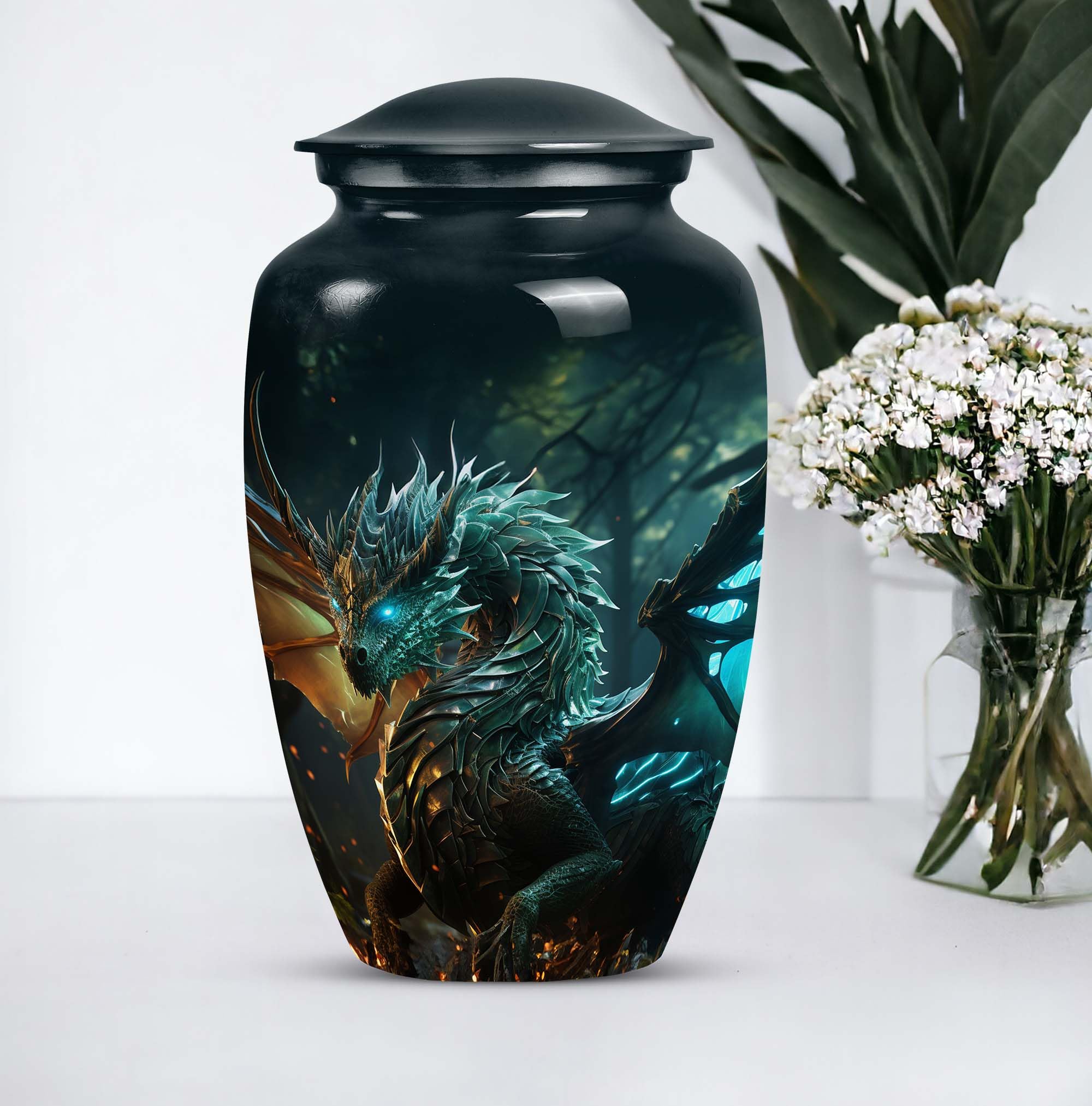 SUBSH Dragon Forest Awakening - Cremation Urn for Adult Men & Women - Funeral Decorative Urns - Memorial for Human Remains Mom & Dad - Urn for Human Ashes for Male & Female - 10 Inch Large - Image 7