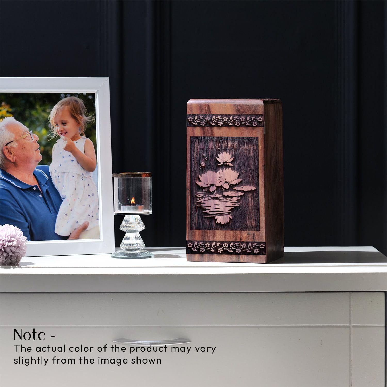 SUBSH Flower Urn, 14 Inch Urn, Wooden Urn for Ashes Adult Male, Urns for Human Ashes, Cremation Urns for Ashes, Urns for Ashes, Large Urns for Human Ashes, Decorative Urns for Ashes, Pack of 1, - Image 4