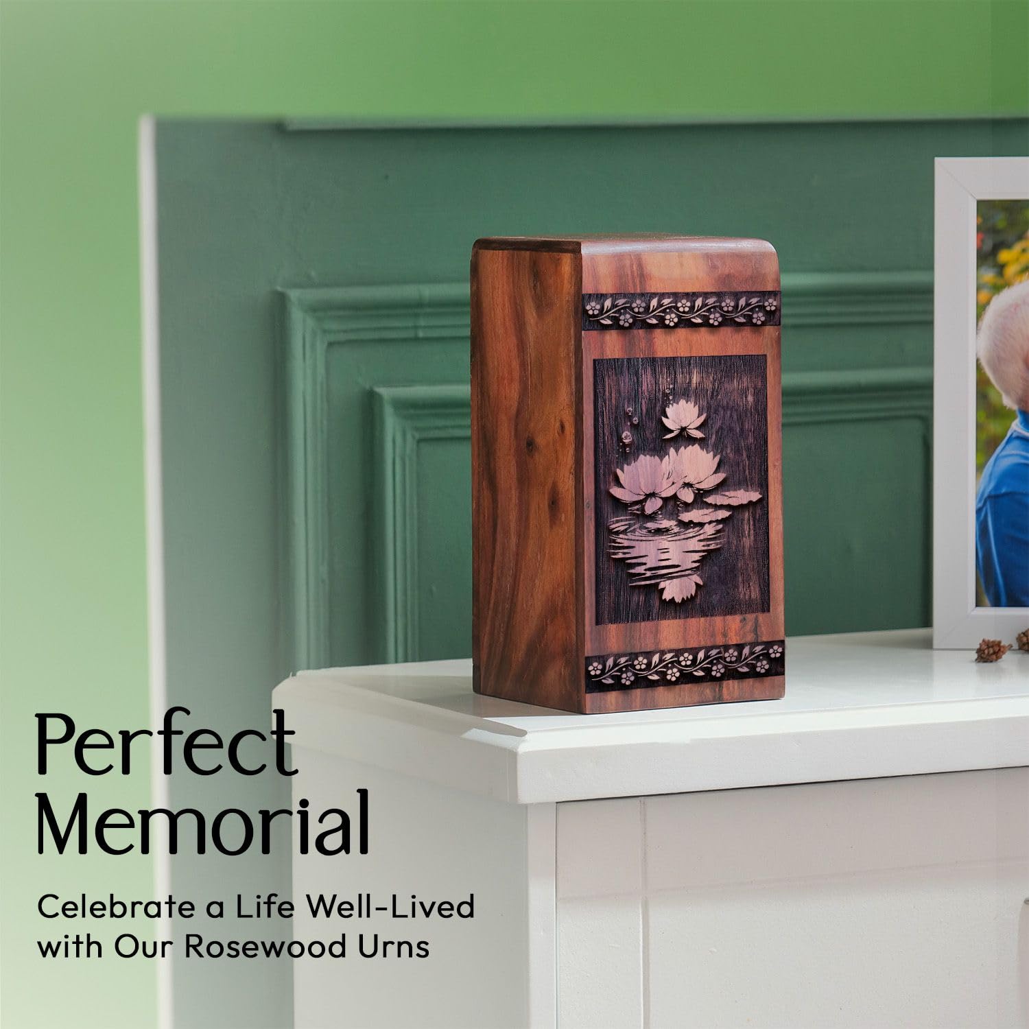 SUBSH Flower Urn, 14 Inch Urn, Wooden Urn for Ashes Adult Male, Urns for Human Ashes, Cremation Urns for Ashes, Urns for Ashes, Large Urns for Human Ashes, Decorative Urns for Ashes, Pack of 1, - Image 6