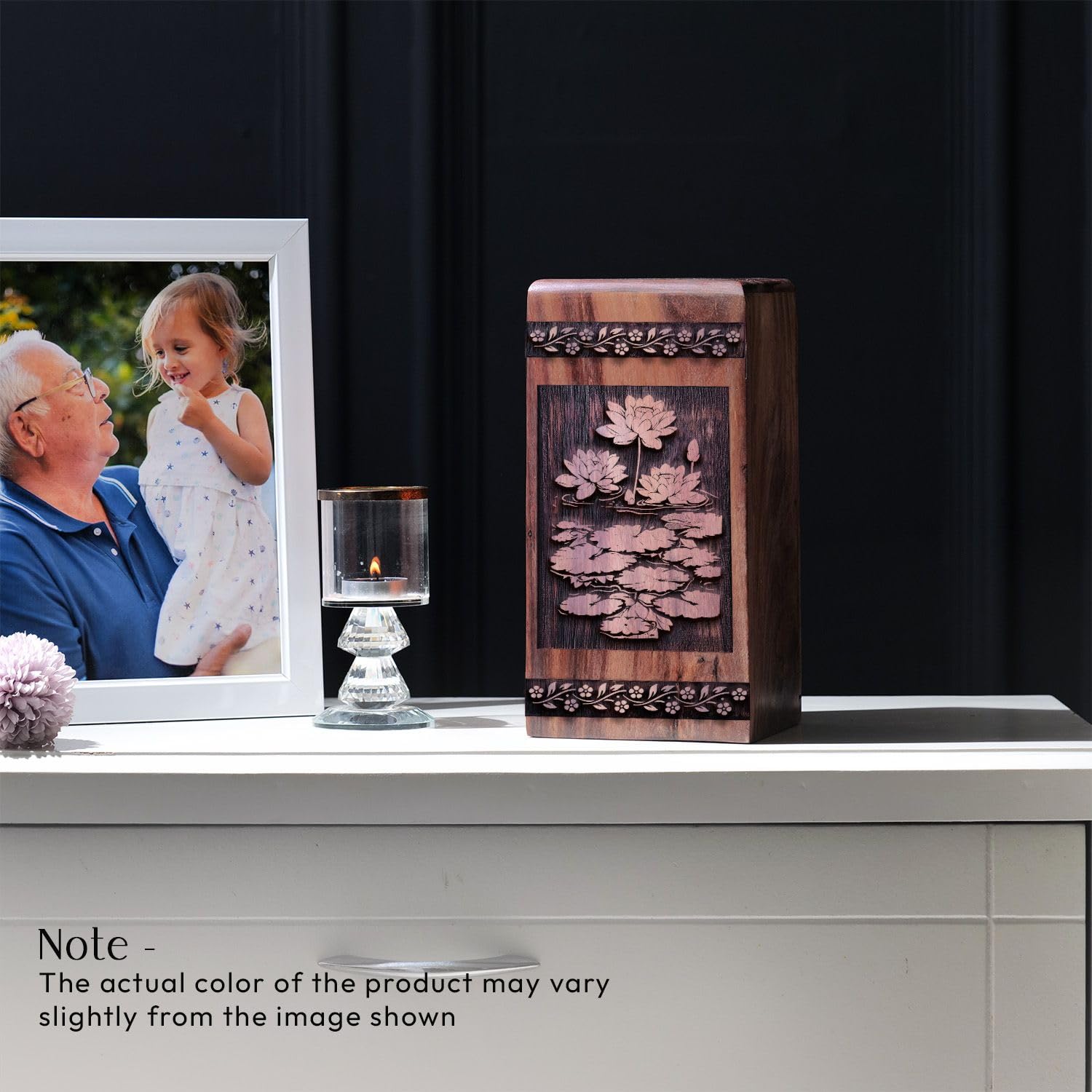 SUBSH Flower Urn for Human Ashes, 11.25 Inch Urn, Wooden Urn Box, Memorial Ash Urns, Decorative Urn, Large Urns for Human Ashes, Adult Female, Cremation Urns for Human Ashes, Pack of 1, - Image 4