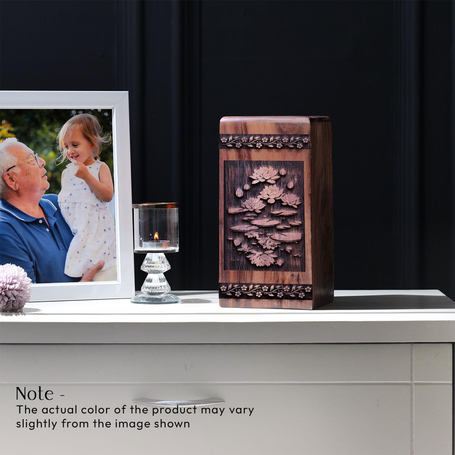 SUBSH Flower Urn, 5 Inch Urn, Wooden Urn, Memorial Keepsakes for Ashes, Cremation Urn for Ashes, Small Urn for Ashes, Decorative Urns, Urn for Ashes Adult Male, Urns for Human Ashes, Pack of 1 - Image 4