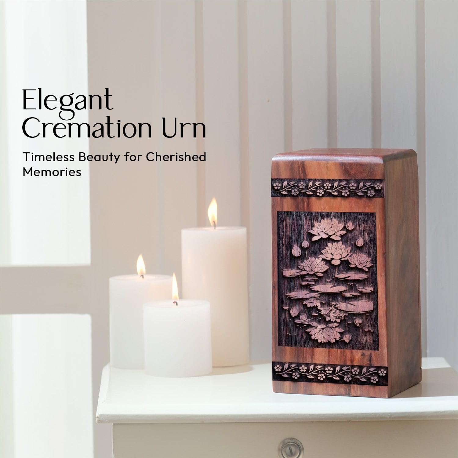 SUBSH Flower Urn, 5 Inch Urn, Wooden Urn, Memorial Keepsakes for Ashes, Cremation Urn for Ashes, Small Urn for Ashes, Decorative Urns, Urn for Ashes Adult Male, Urns for Human Ashes, Pack of 1 - Image 5