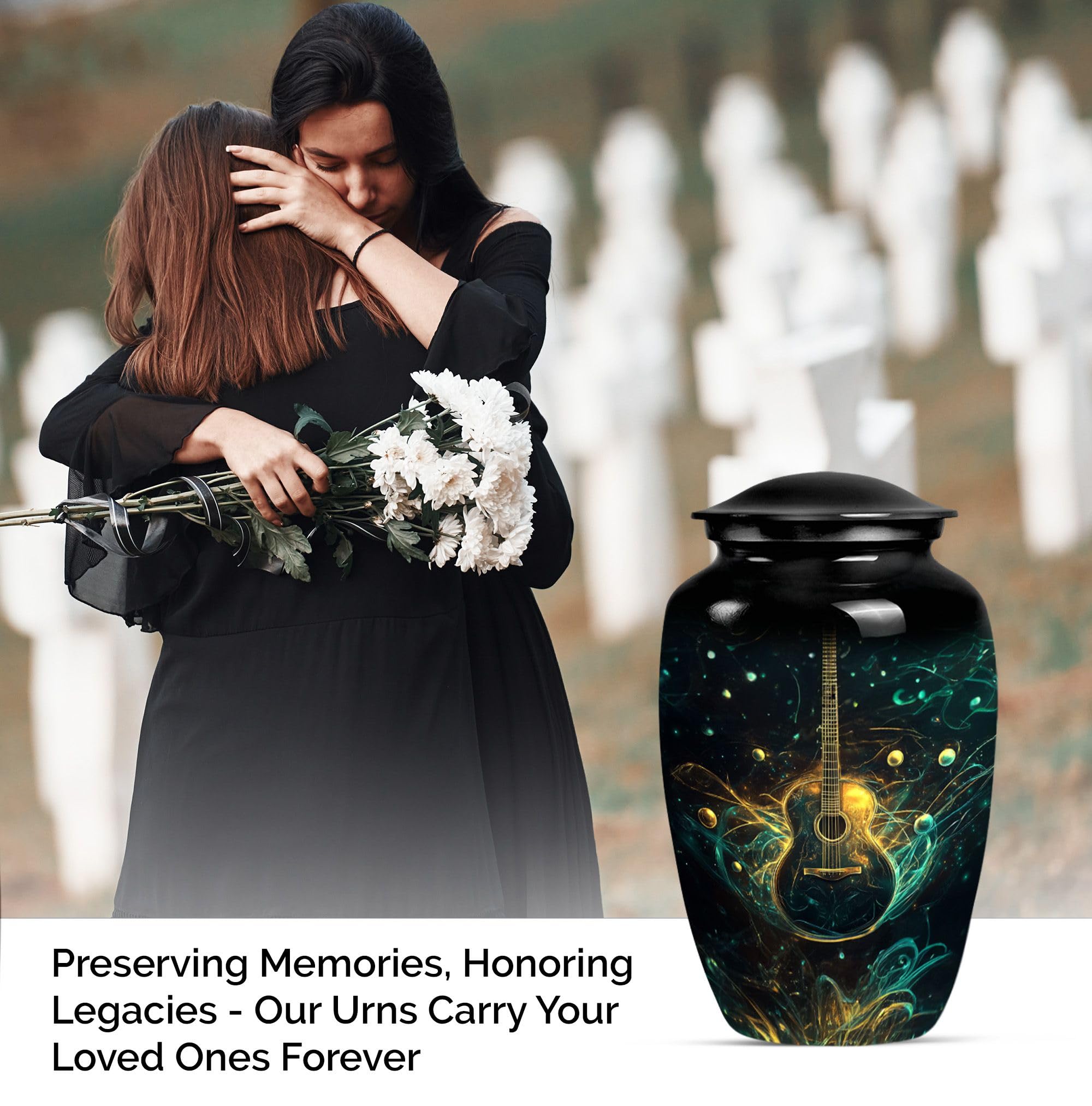 SUBSH Guitar Waves, 10 Inch Urn, Urn for Ashes Adult Female, Urn for Ashes Adult Male, Cremation Urn, Large Urn, Memorial Urn, Urn for Dad, Funeral Urn, Urn for Mom, Burial Urn - Image 3