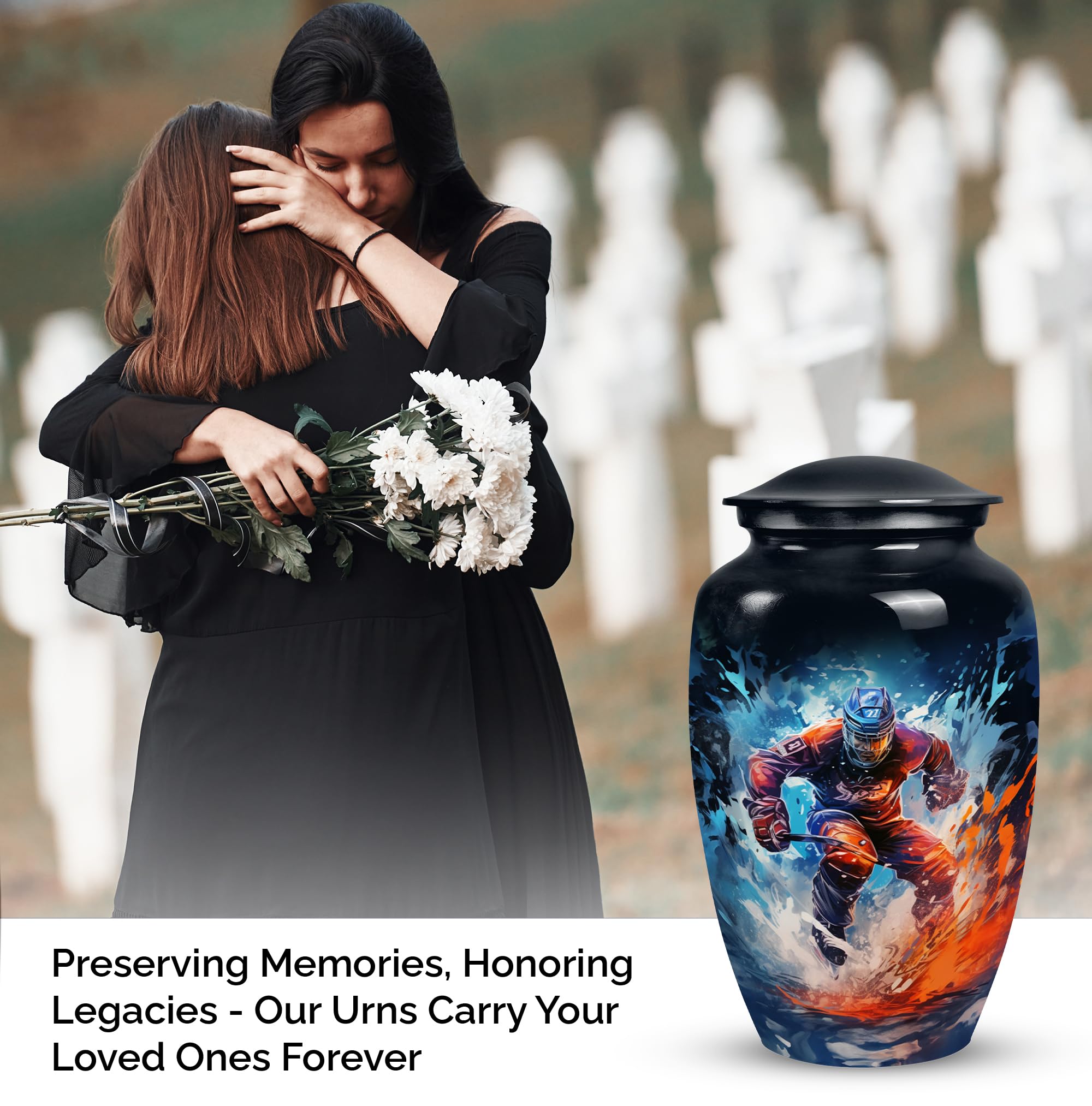 SUBSH Hockey Cremation Urns for Adult Ashes, Handcrafted Large Urn, Burial, Urns for Human Ashes Adult Female Or Male, Funeral Decorative Urn Large Size 10" - Image 3