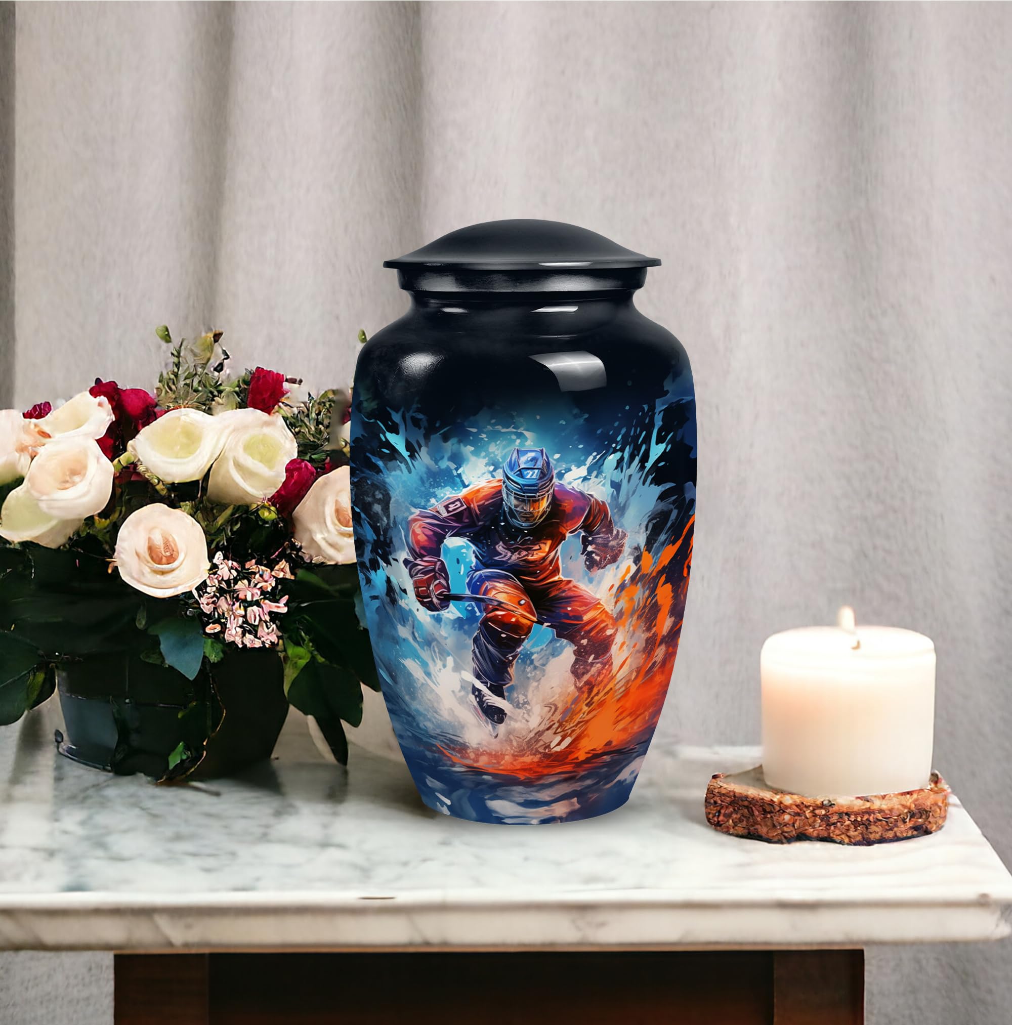 SUBSH Hockey Cremation Urns for Adult Ashes, Handcrafted Large Urn, Burial, Urns for Human Ashes Adult Female Or Male, Funeral Decorative Urn Large Size 10" - Image 4