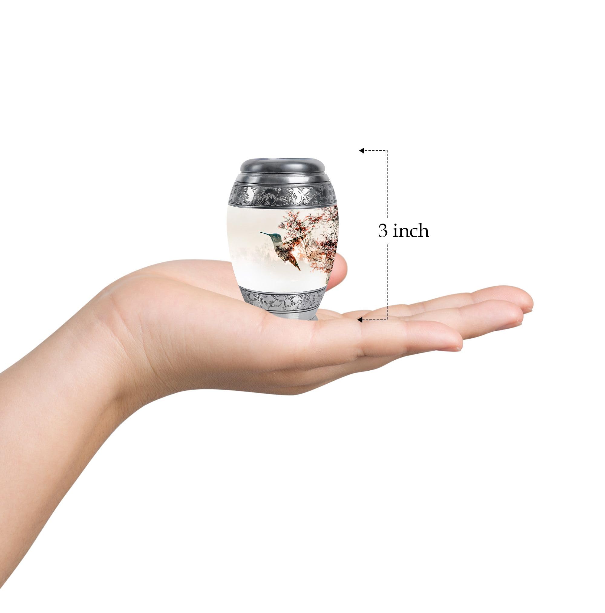 SUBSH Hummingbird Urn for Ashes, 3 Inch Urn Set of 4, White Cremation Urns for Ashes, Decorative Urn for Ashes, Urns for Human Ashes Adult Dad & Mom, Small Dog Urns, Mini Urns for Ashes - Image 3