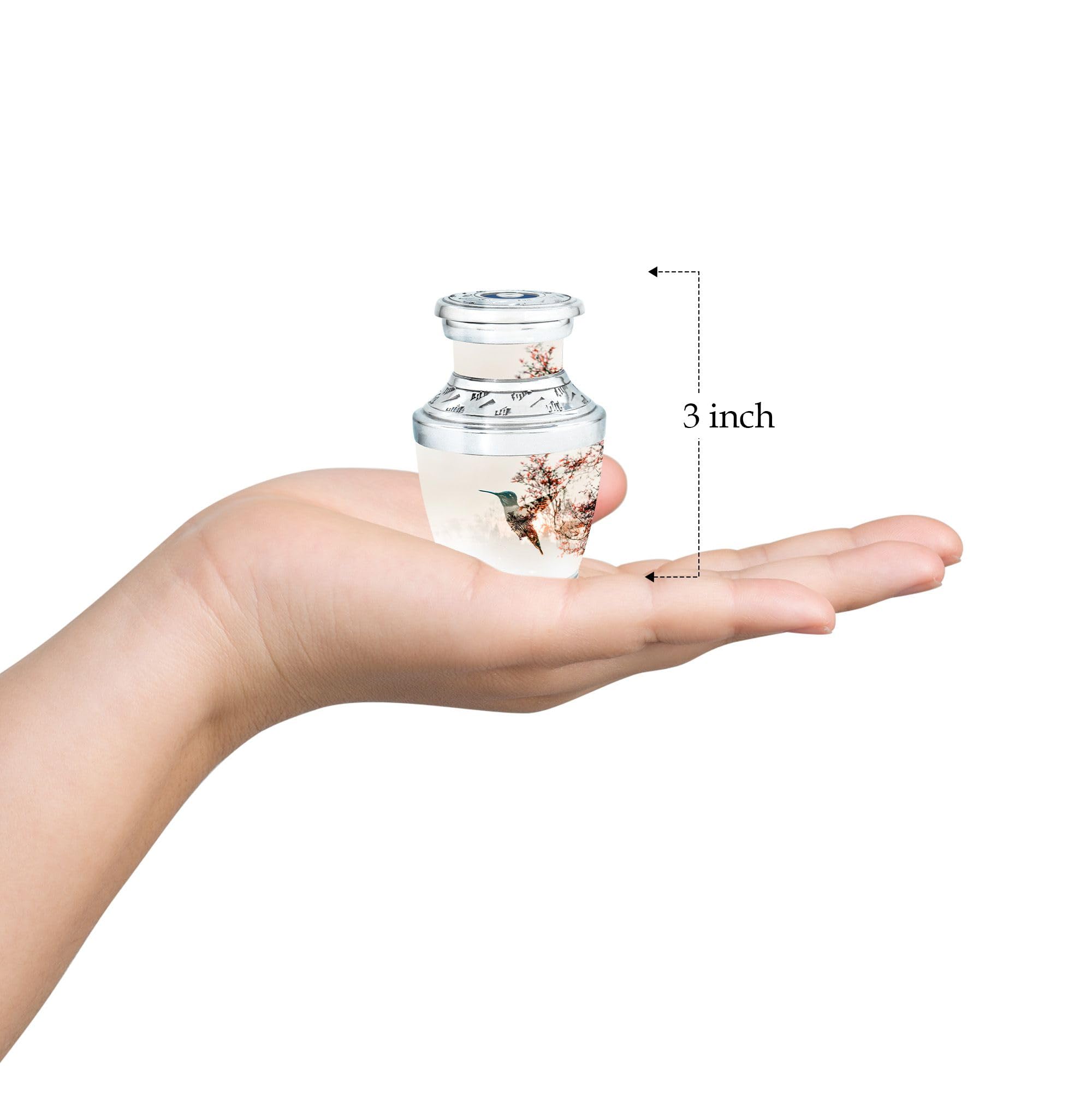 SUBSH Hummingbird Urn for Ashes, 3 Inch Urn Set of 4, White Cremation Urns for Ashes, Decorative Urn for Ashes, Small Dog Urns, Urns for Human Ashes Adult Female, Mini Urns for Ashes - Image 3