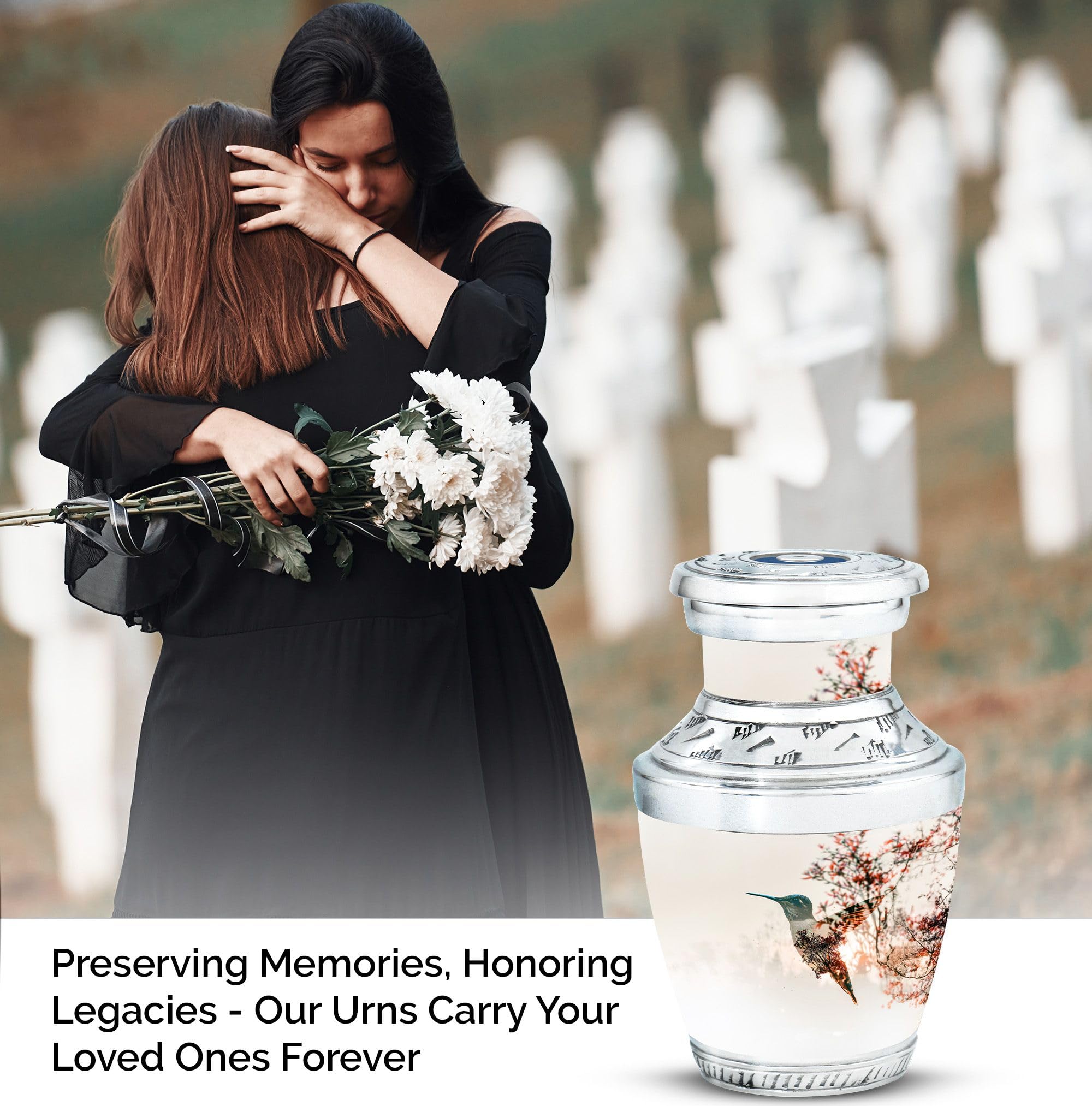 SUBSH Hummingbird Urn for Ashes, 3 Inch Urn Set of 4, White Cremation Urns for Ashes, Decorative Urn for Ashes, Small Dog Urns, Urns for Human Ashes Adult Female, Mini Urns for Ashes - Image 4