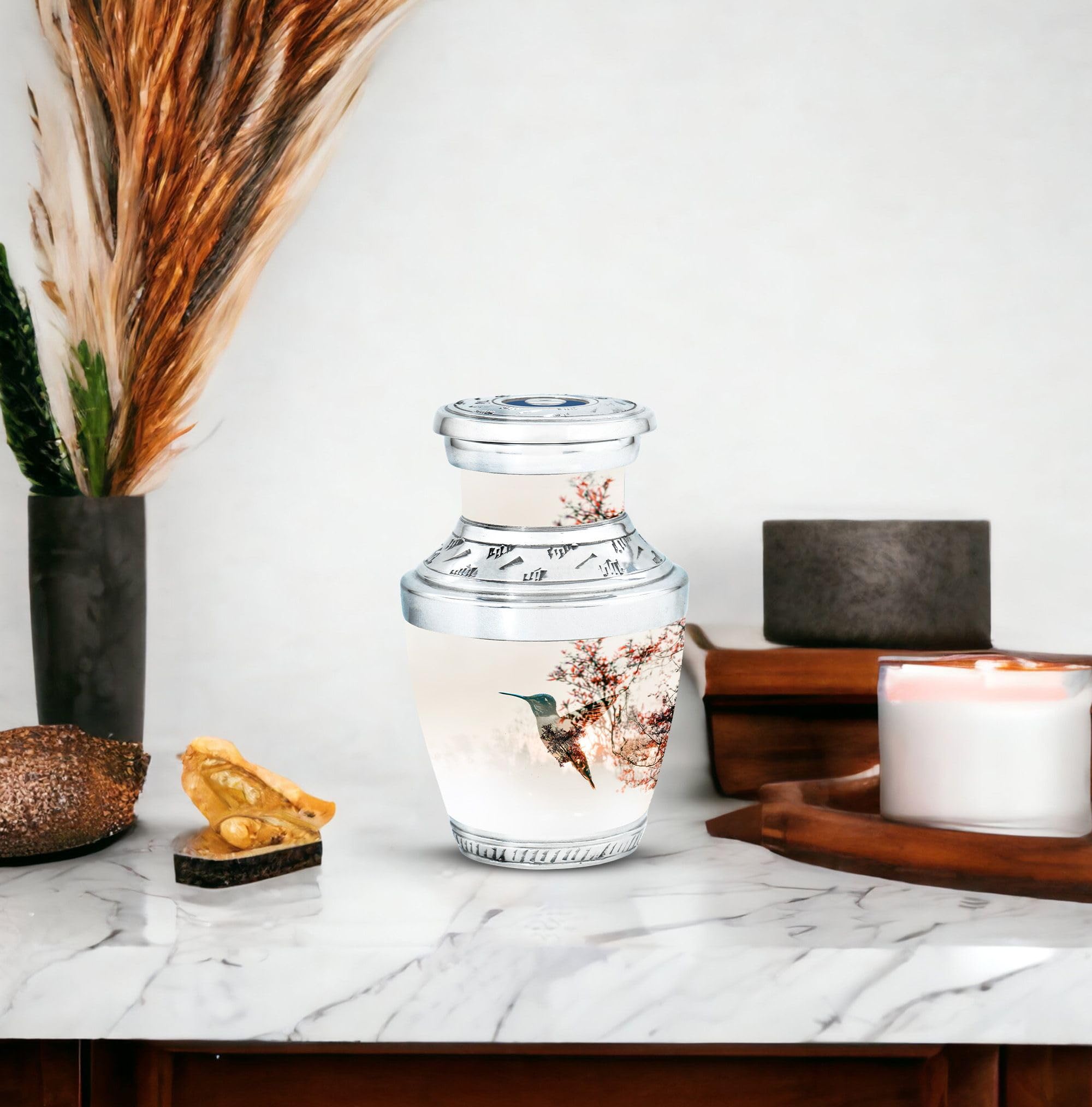 SUBSH Hummingbird Urn for Ashes, 3 Inch Urn Set of 4, White Cremation Urns for Ashes, Decorative Urn for Ashes, Small Dog Urns, Urns for Human Ashes Adult Female, Mini Urns for Ashes - Image 5