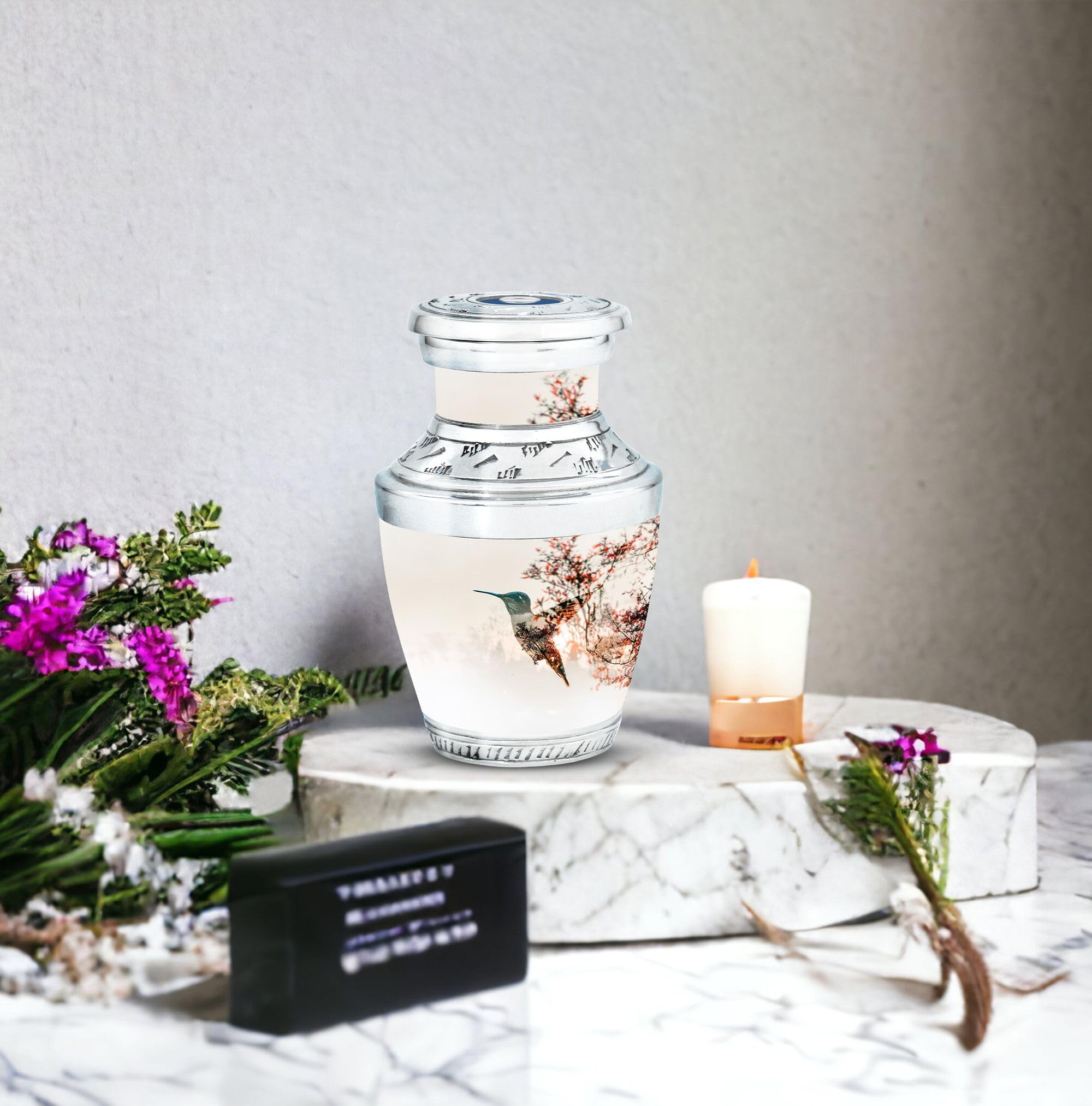 SUBSH Hummingbird Urn for Ashes, 3 Inch Urn Set of 4, White Cremation Urns for Ashes, Decorative Urn for Ashes, Small Dog Urns, Urns for Human Ashes Adult Female, Mini Urns for Ashes - Image 6