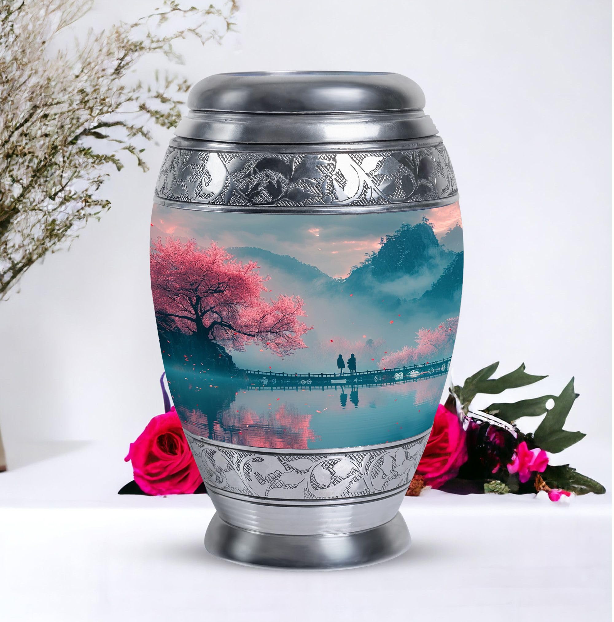 SUBSH Mountains Beautiful View Cremation Urn, Pack of 5 (10 Inch Urn & 3 Inch Urn Set of 4), Small Keepsake Urn for Baby Ashes, Large Cremation Urn for Adult Male, Memorial Urn for Pets - Image 6
