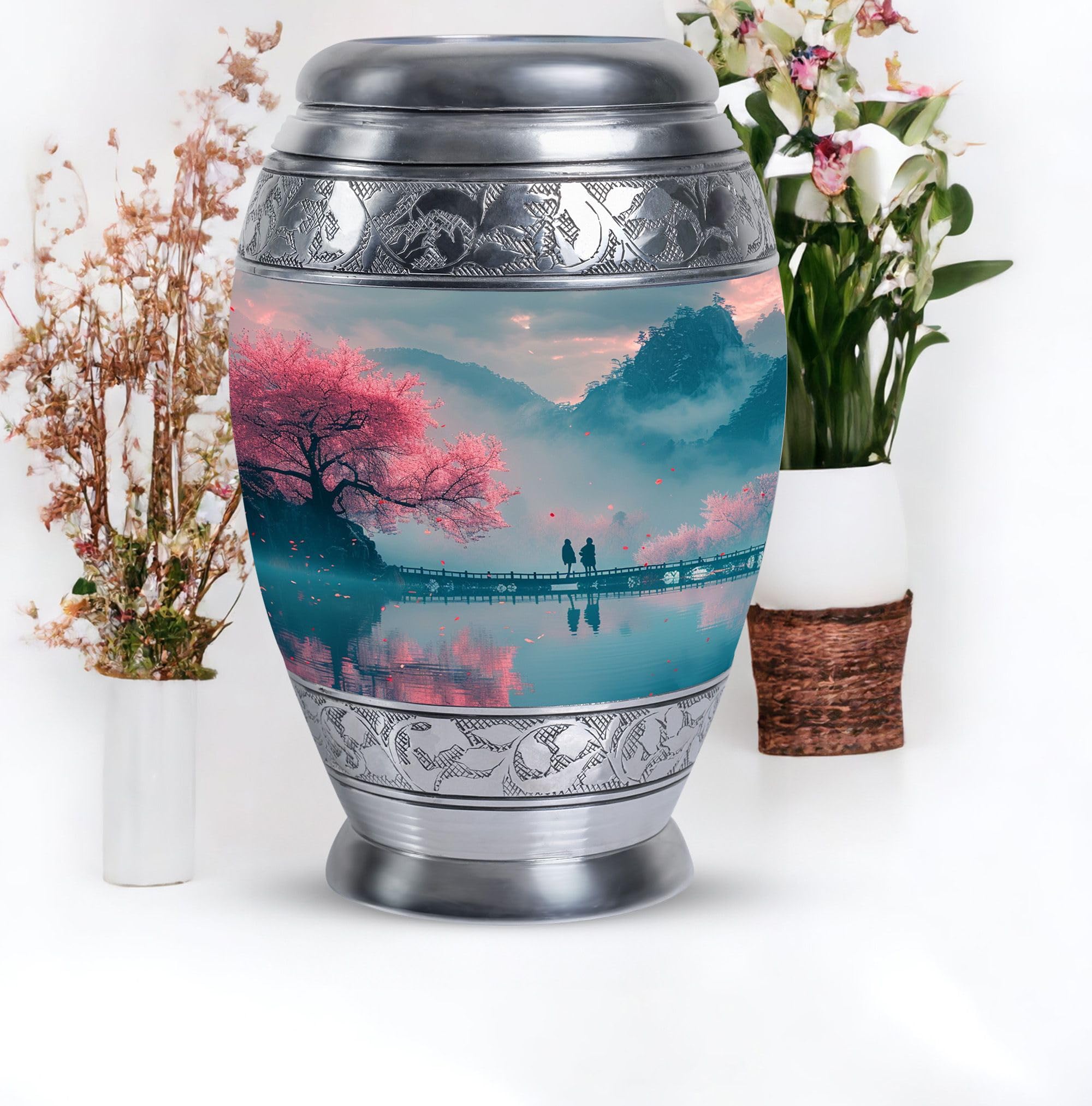 SUBSH Mountains Beautiful View Cremation Urn, Pack of 5 (10 Inch Urn & 3 Inch Urn Set of 4), Small Keepsake Urn for Baby Ashes, Large Cremation Urn for Adult Male, Memorial Urn for Pets - Image 7