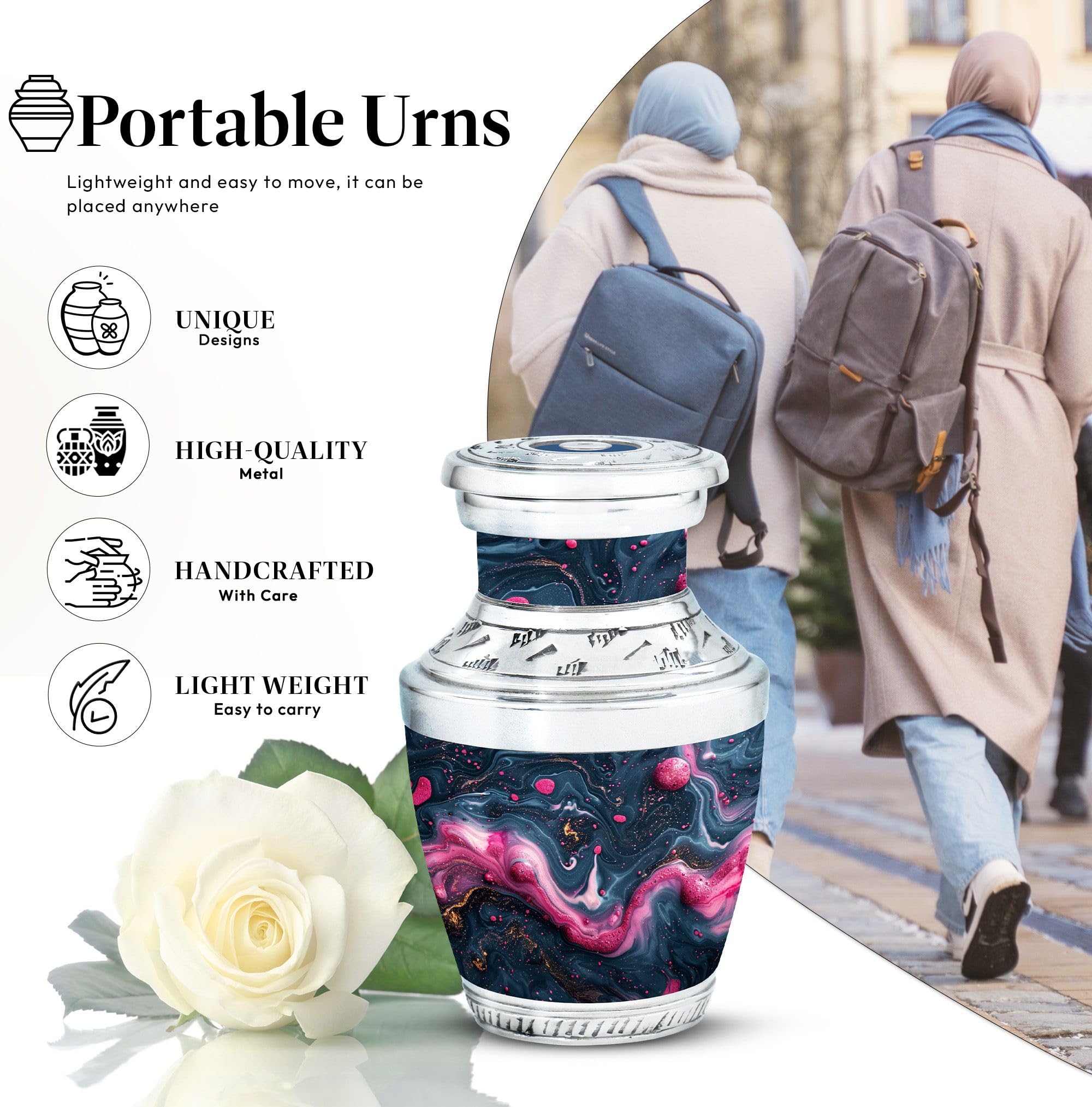 SUBSH Mystic Whirl Keepsake Urns, Cremation 3 Inch Urns, Mini Urns for Ashes, Decorative Urn, Cat Urns for Ashes, Black Urns, Cremation Keepsakes for Ashes, Mini Urn - Image 3