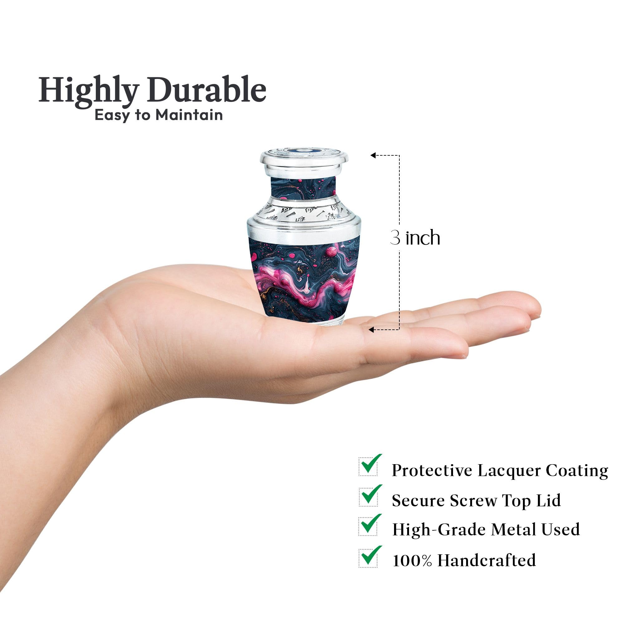 SUBSH Mystic Whirl Keepsake Urns, Cremation 3 Inch Urns, Mini Urns for Ashes, Decorative Urn, Cat Urns for Ashes, Black Urns, Cremation Keepsakes for Ashes, Mini Urn - Image 4