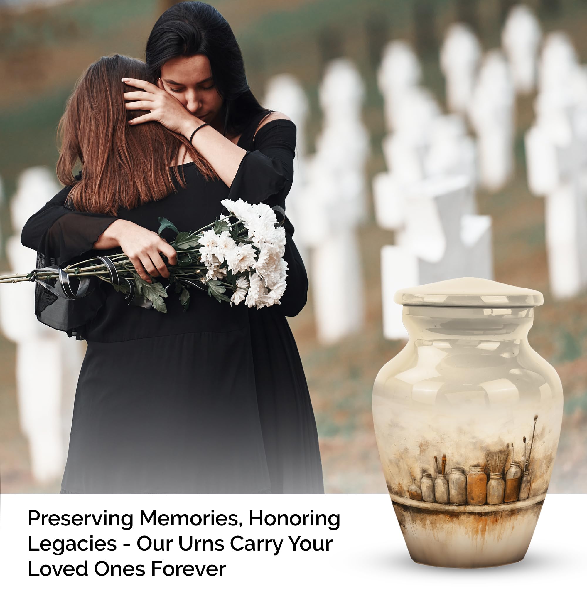 SUBSH Painter's Life Medium Urns for Human Ashes, Engravable Urns for Human Ashes, Personalized Urns, Cremation Urns Adult, Ashes Box Small 3" Ash Holder - Image 3