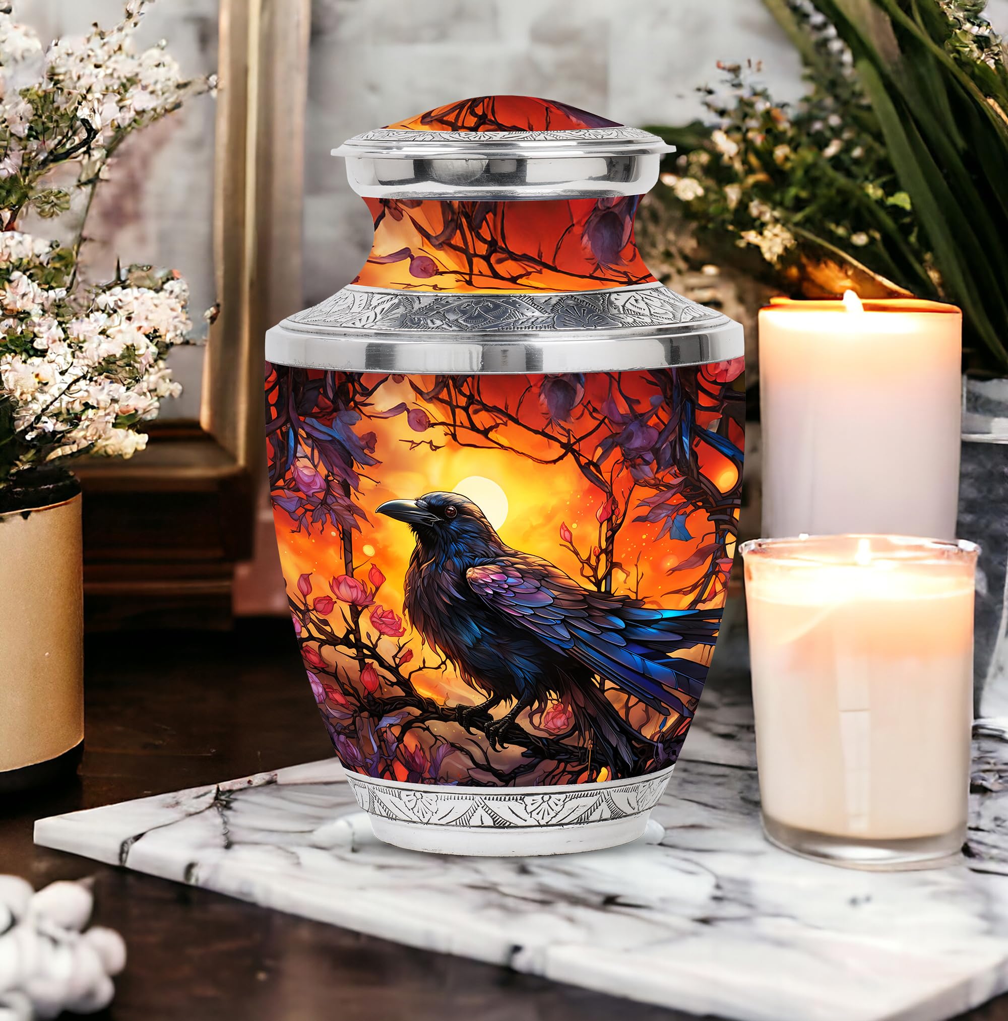SUBSH Raven's Mystical Roost, Cremation Urn Sun, Decorative Urns, Cremation Urn Bird, Tree of Life Urn for Ashes, Human Urns for Ashes - 10'' - Image 5