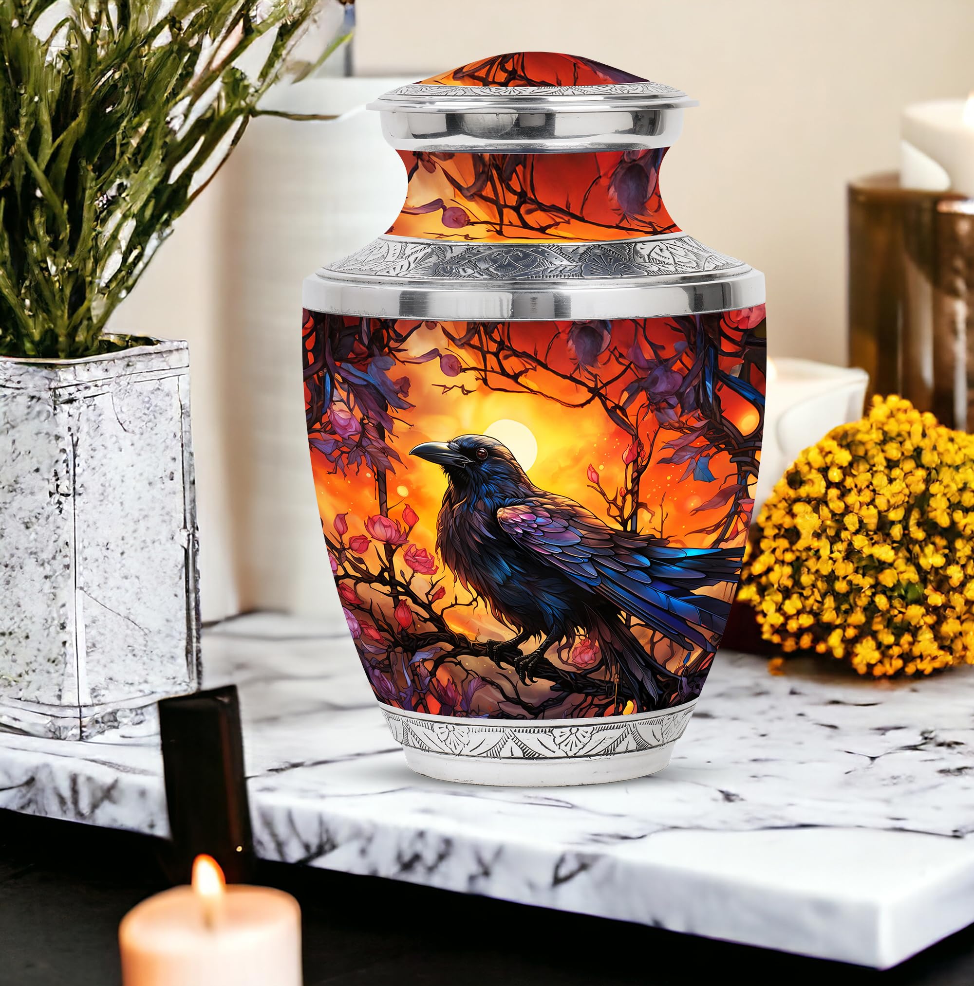 SUBSH Raven's Mystical Roost, Cremation Urn Sun, Decorative Urns, Cremation Urn Bird, Tree of Life Urn for Ashes, Human Urns for Ashes - 10'' - Image 6