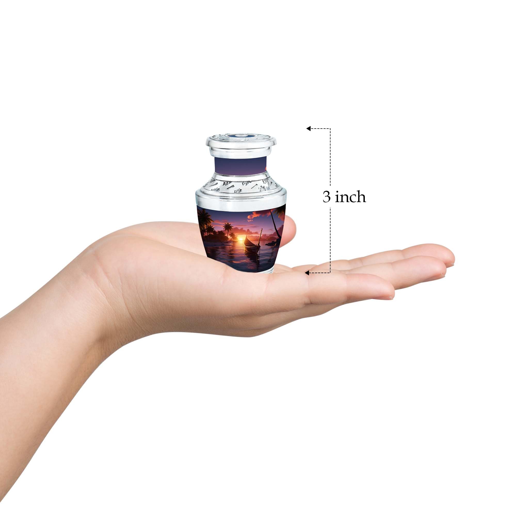 SUBSH Serene Sunset at a Tropical Beach, urn Keepsakes for Ashes, urn for Ashes Adult Male & Female Small, Mini Keepsake Funeral Urn, Funeral Urns Small, Keepsake Urns for Ashes 3'' - Image 3