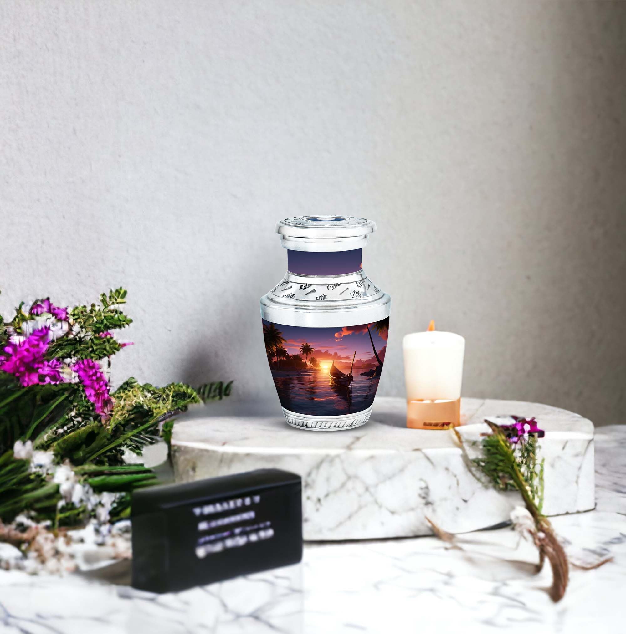 SUBSH Serene Sunset at a Tropical Beach, urn Keepsakes for Ashes, urn for Ashes Adult Male & Female Small, Mini Keepsake Funeral Urn, Funeral Urns Small, Keepsake Urns for Ashes 3'' - Image 6