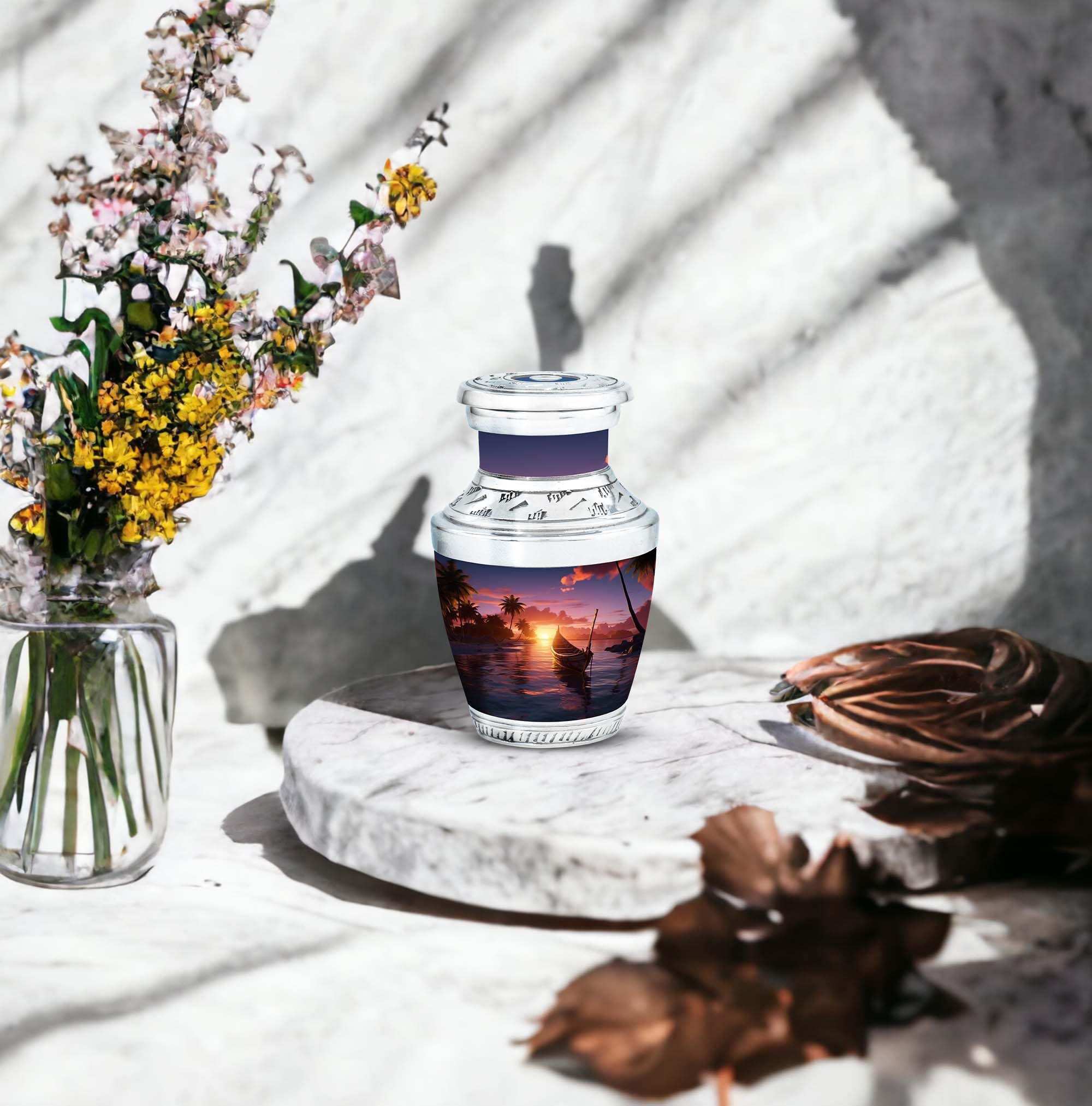 SUBSH Serene Sunset at a Tropical Beach, urn Keepsakes for Ashes, urn for Ashes Adult Male & Female Small, Mini Keepsake Funeral Urn, Funeral Urns Small, Keepsake Urns for Ashes 3'' - Image 8