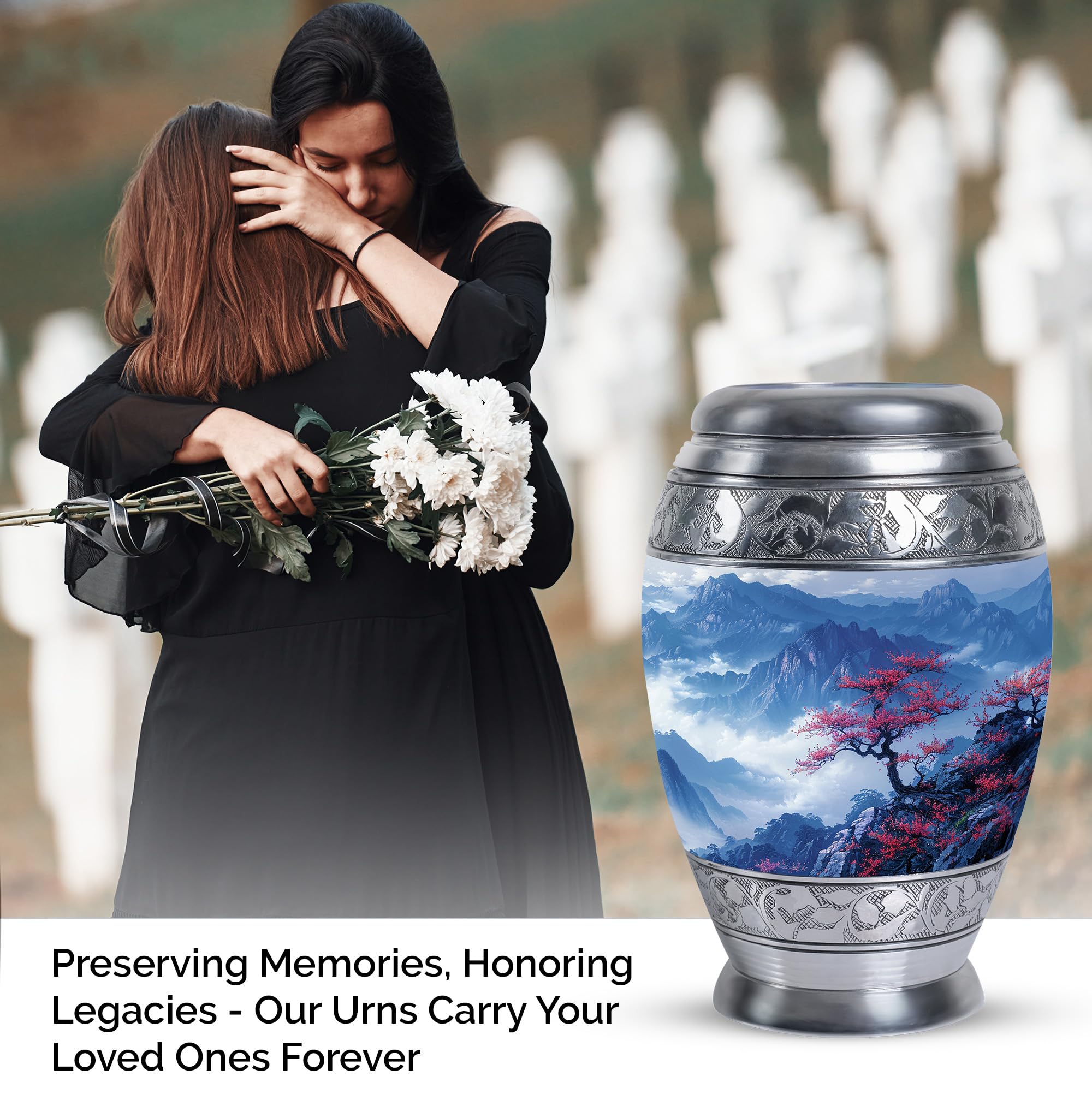 SUBSH Springtime Engraved Keepsake Urn for Ashes Adult Male, Funeral Urns, Portable Keepsake Urns for Human Ashes, Pet Ashes Keepsake - 10" Large - Image 3