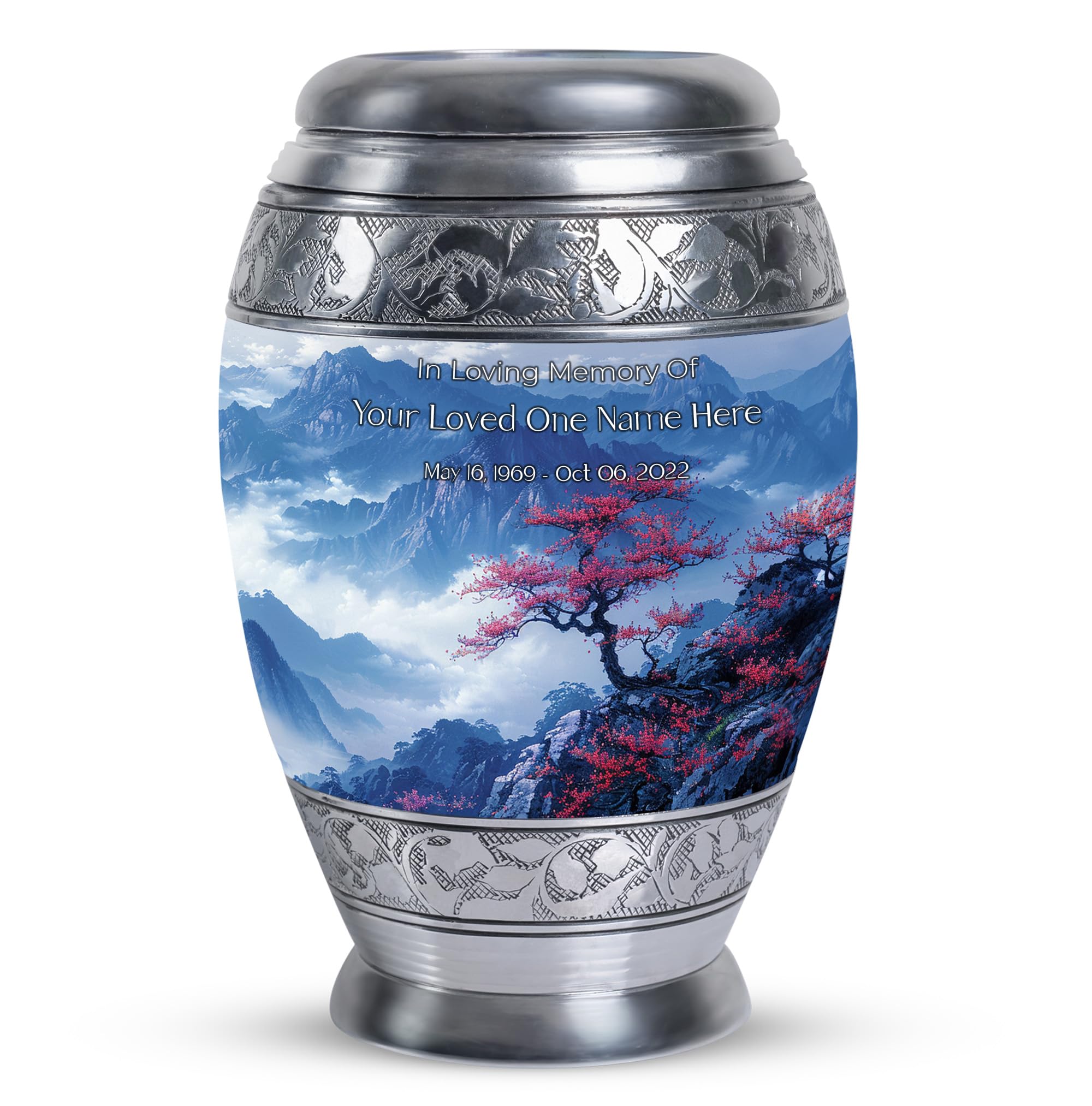 SUBSH Springtime Engraved Keepsake Urn for Ashes Adult Male, Funeral Urns, Portable Keepsake Urns for Human Ashes, Pet Ashes Keepsake - 10" Large - Image 4