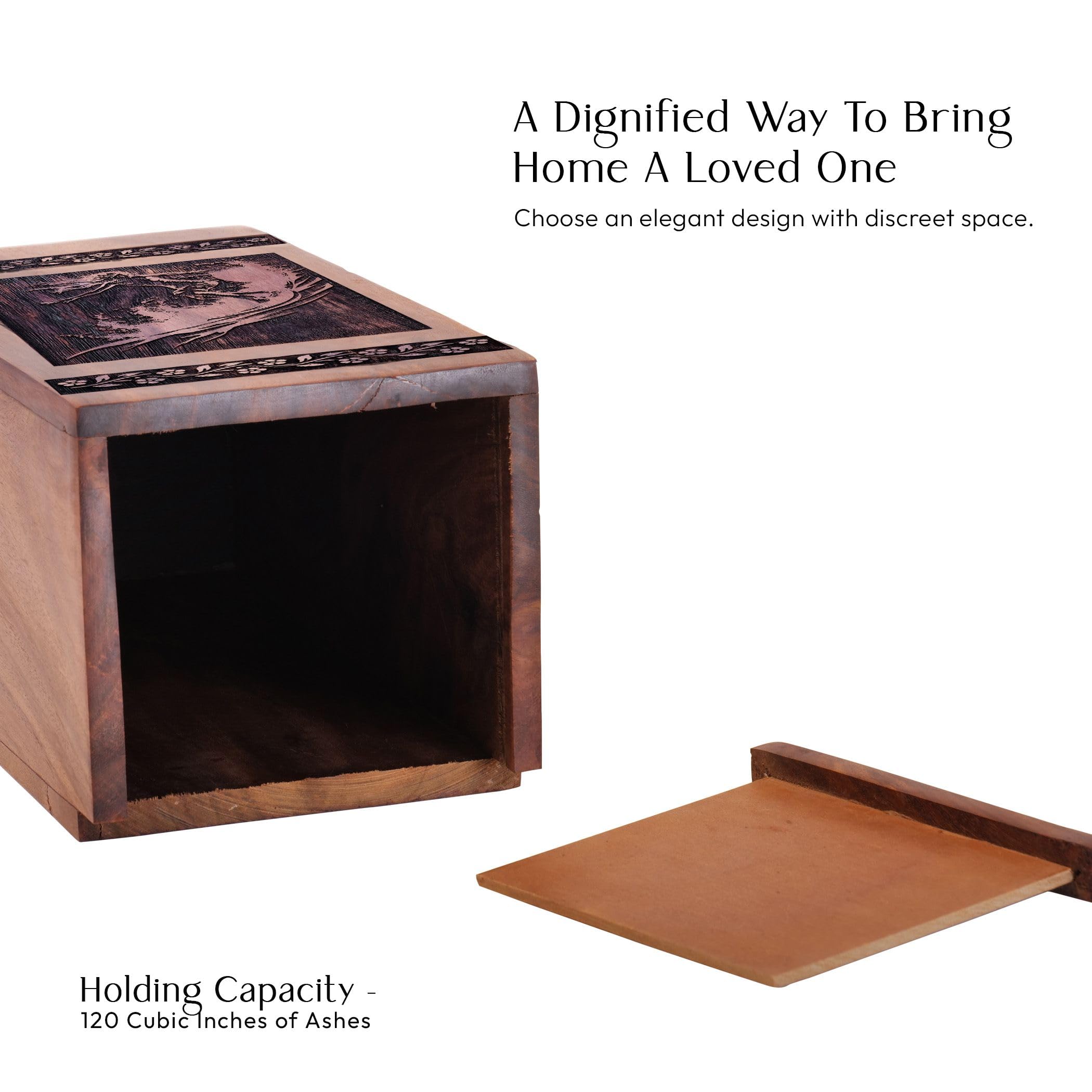 SUBSH Surfing Waves Urn, 10 Inch Urn, Wooden Urn for Human Ashes Adult, Large Urn for Human Ashes Adult Male & Female, Funeral Urn for Ashes, Urns for Ashes, Cremation Urn for Ashes, Pack of 1 - Image 3