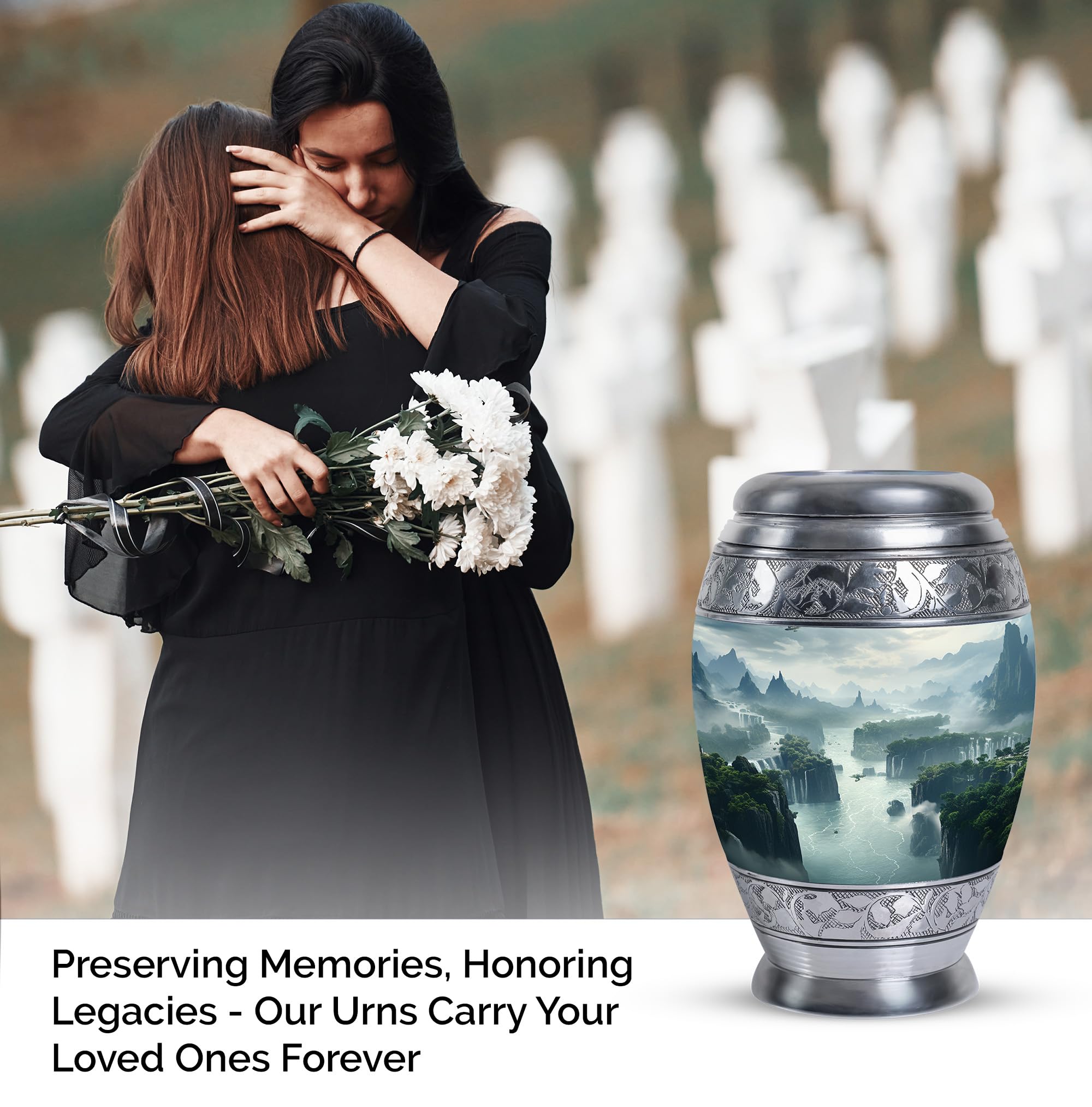 SUBSH The Mystical Waterfalls of A Hidden Valley Funeral Large Urn, Urns for Human Ashes for Burial, Keepsakes for Ashes of Loved Ones, Memorial Box, Ash Urn_Small-3Inch - Image 4