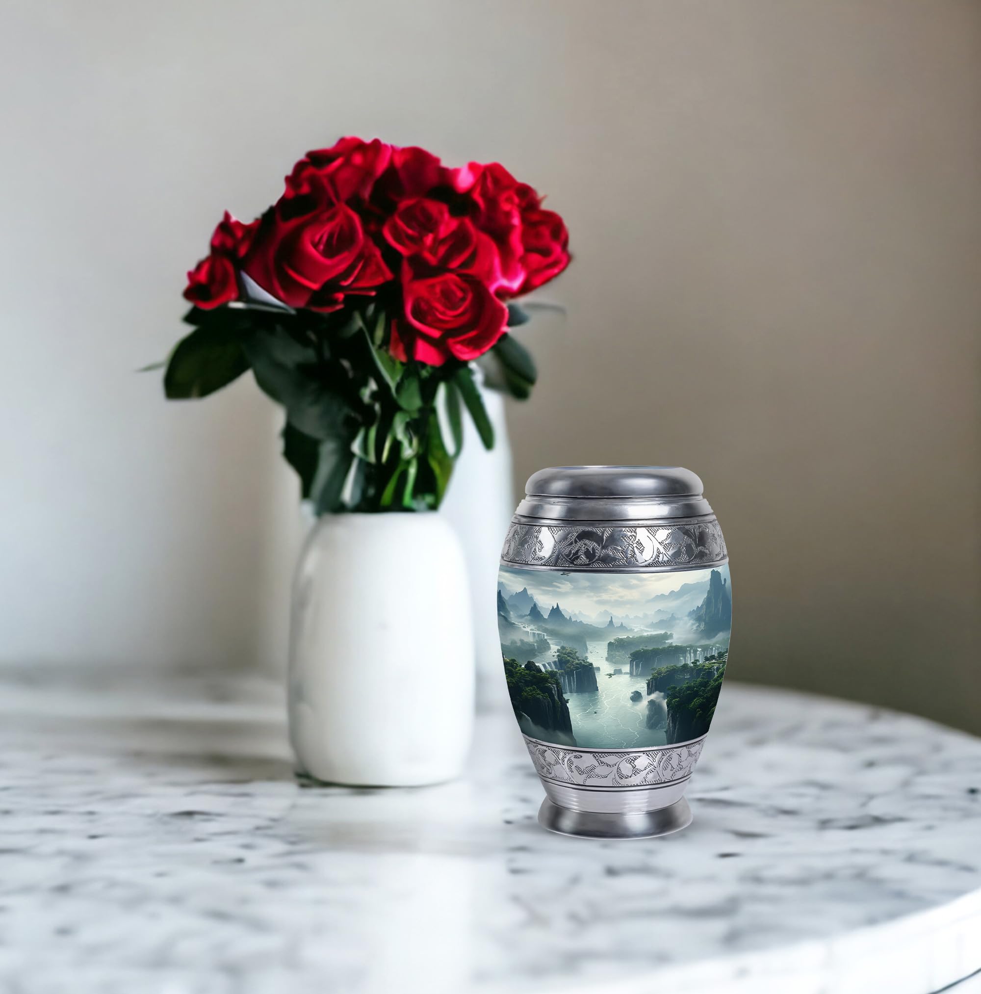 SUBSH The Mystical Waterfalls of A Hidden Valley Funeral Large Urn, Urns for Human Ashes for Burial, Keepsakes for Ashes of Loved Ones, Memorial Box, Ash Urn_Small-3Inch - Image 5