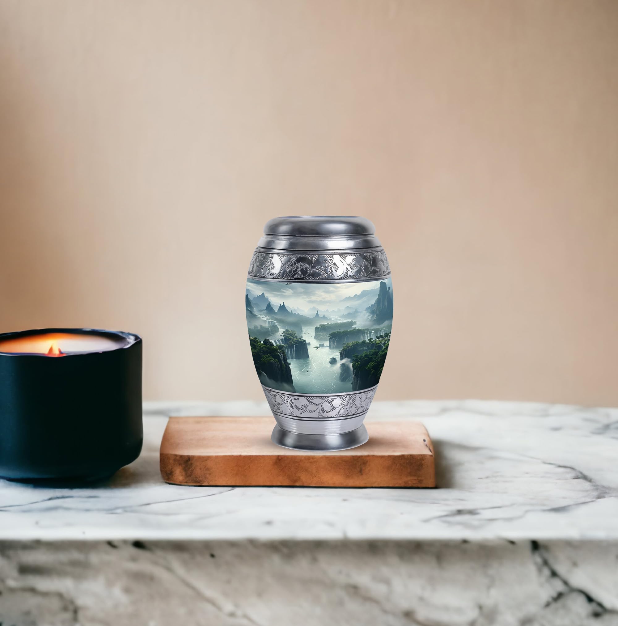 SUBSH The Mystical Waterfalls of A Hidden Valley Funeral Large Urn, Urns for Human Ashes for Burial, Keepsakes for Ashes of Loved Ones, Memorial Box, Ash Urn_Small-3Inch - Image 6