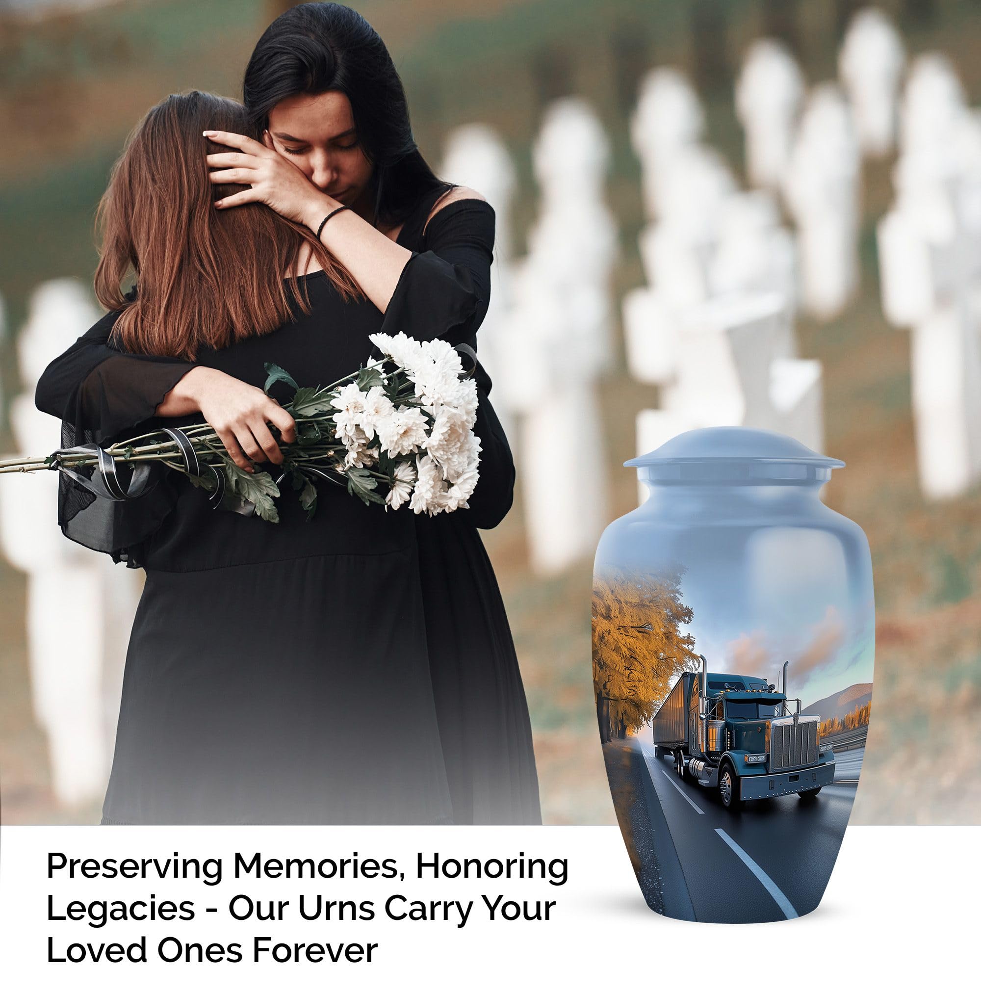 Subsh Truck Memorial Urns for Human Ashes Adult Mom & Dad, Funeral Large Urn for Human Ashes Adult Men & Women, Cremation Gift for Decorative, 10inch - Image 3