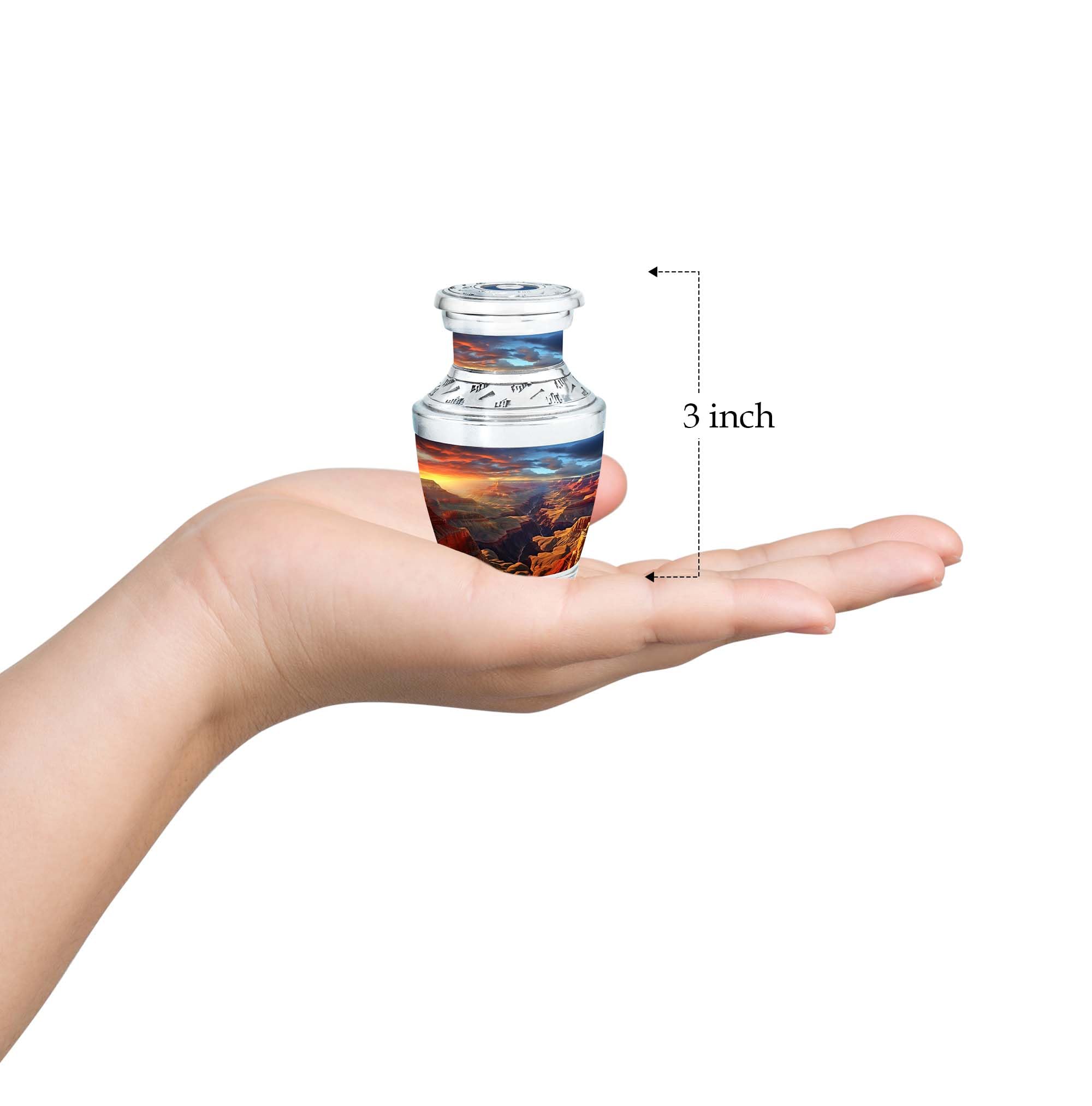 Sunset Majesty Over The Grand Canyon, Urn for Ashes Adult Male & Female Small, Cremation Keepsake Urns, Mini Keepsake Funeral Urn, Funeral Urns 3'' - Image 3